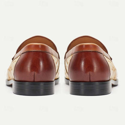 GUYSTEP™-Men's yellow-brown ostrich leather casual loafers