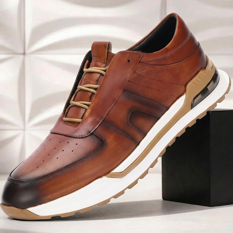 Men’s Premium Cowhide Leather Casual Sneakers – Multiple Colors