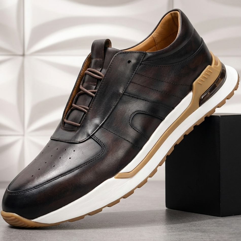Men’s Premium Cowhide Leather Casual Sneakers – Multiple Colors