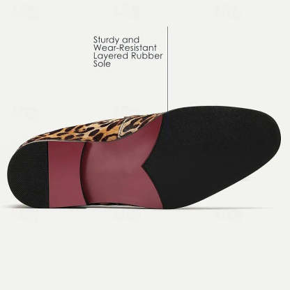 Men's Leopard Print Loafers: Bold Animal Pattern Slip-On Shoes with Stylish Strap