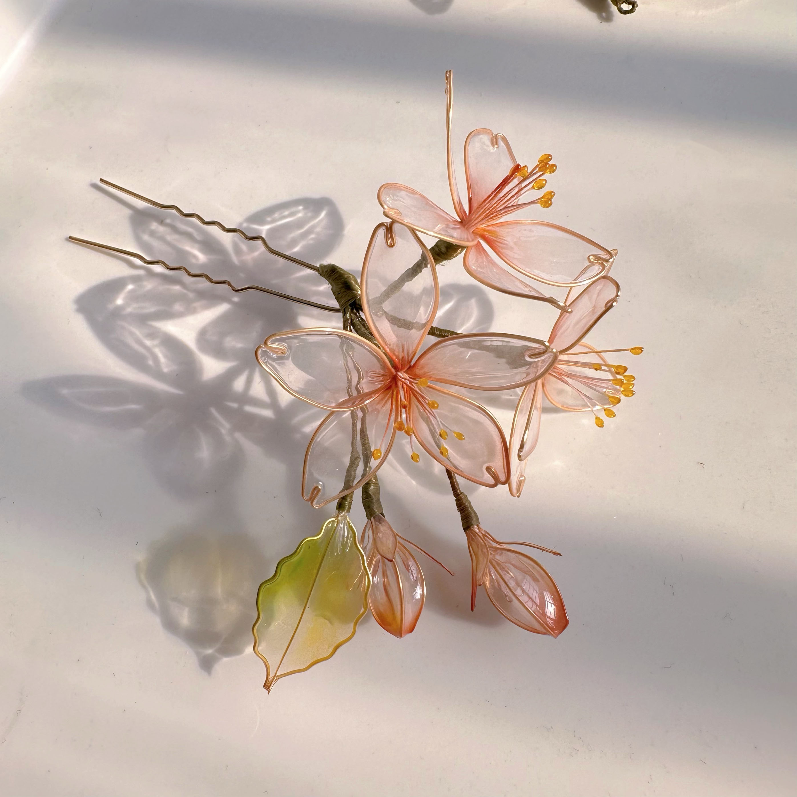 Delicate Sakura Hair Comb Accessory with Blooming Flowers