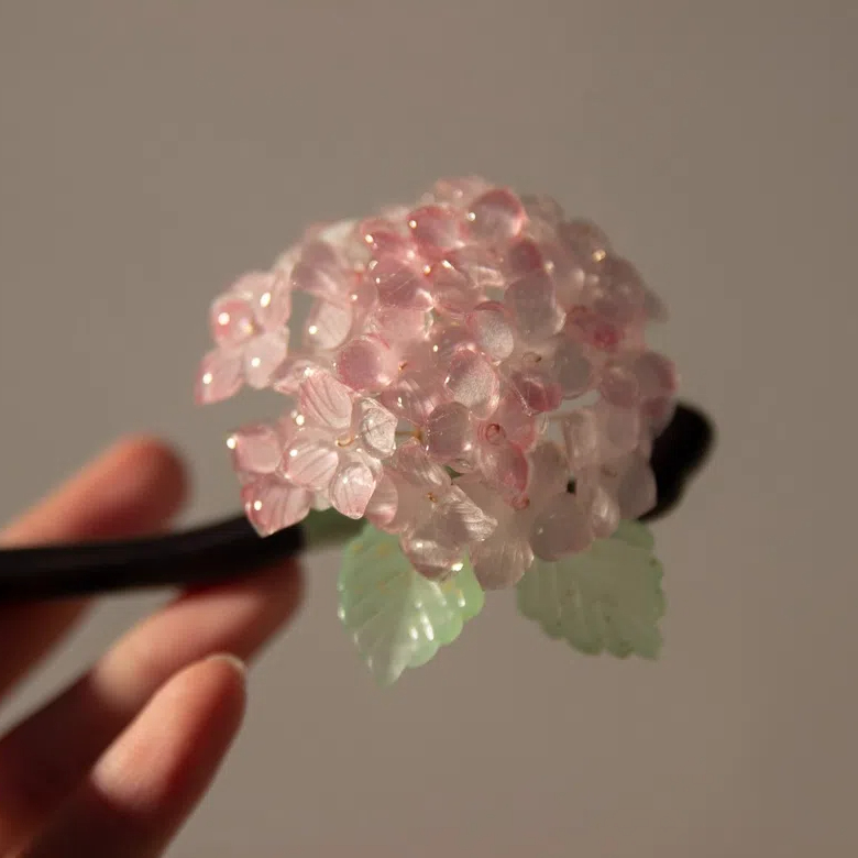 Original Handmade Shrink Plastic Hydrangea Flower Hair Stick