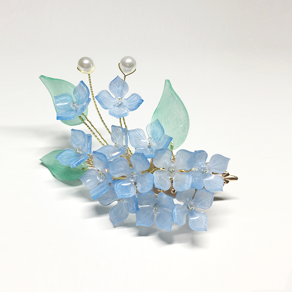 Original Design Hydrangea Flower Hairpin - Handmade Shrink Art Floral Accessories