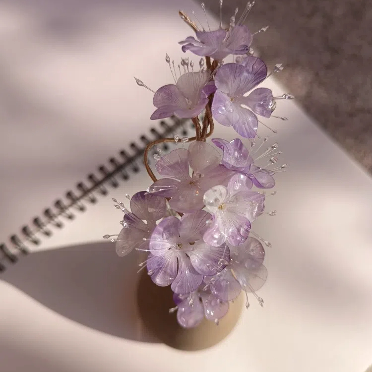 Dreamy Lilac Flower Hair Accessories - Original Ethereal Shrink Plastic Hairpin