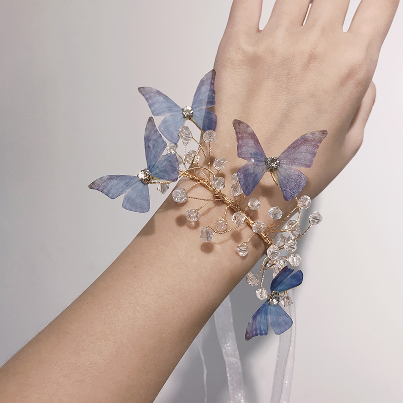 Original Fresh Forest Bridal Wrist Flower with Butterflies