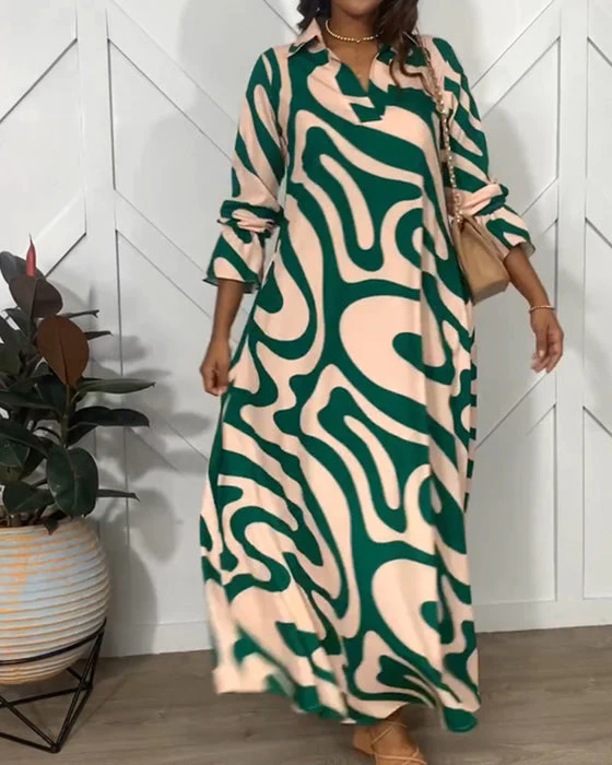 Elegantní volné šaty s dlouhým rukávem