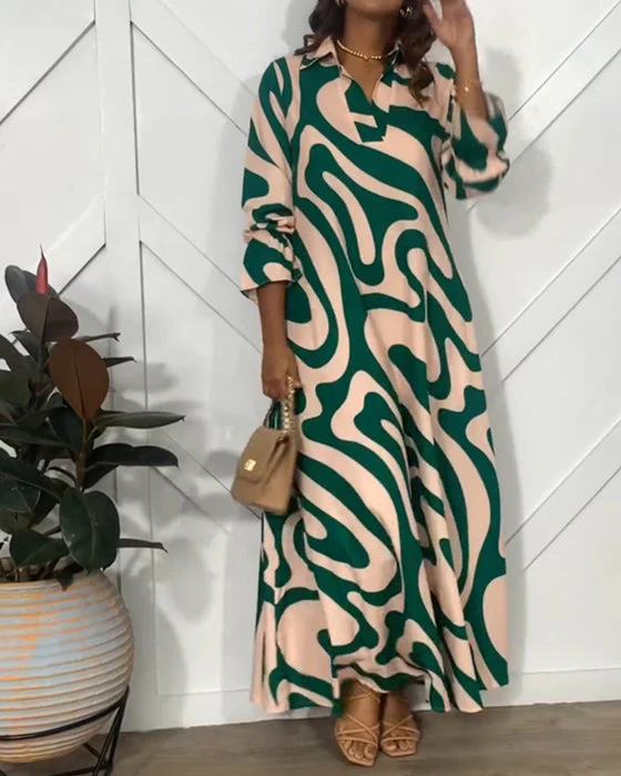 Elegantní volné šaty s dlouhým rukávem