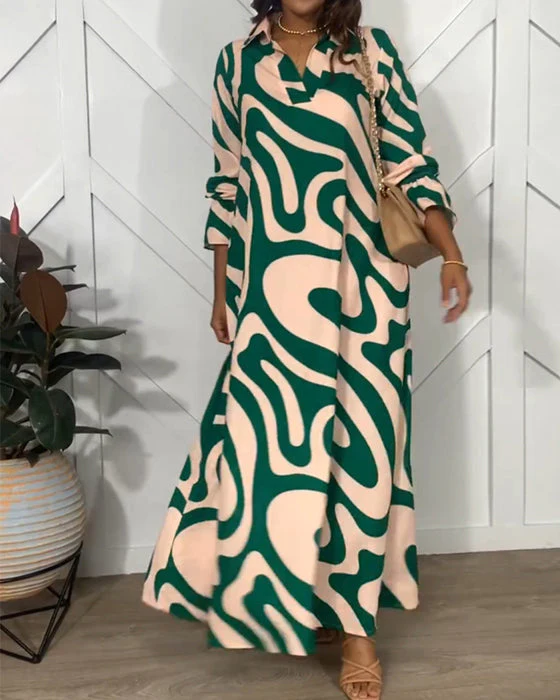 Elegantní volné šaty s dlouhým rukávem