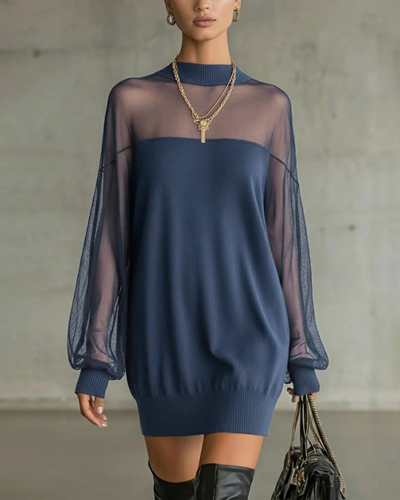 Polovysoký průhledný síťovaný šaty se štíhlícím efektem