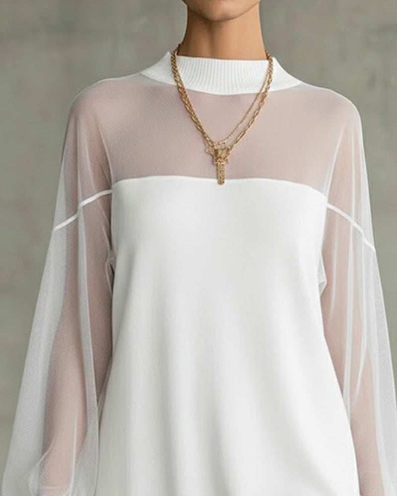 Polovysoký průhledný síťovaný šaty se štíhlícím efektem