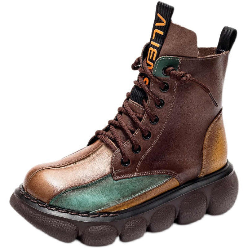 Dámské koené boty na platformě v barvě patchwork