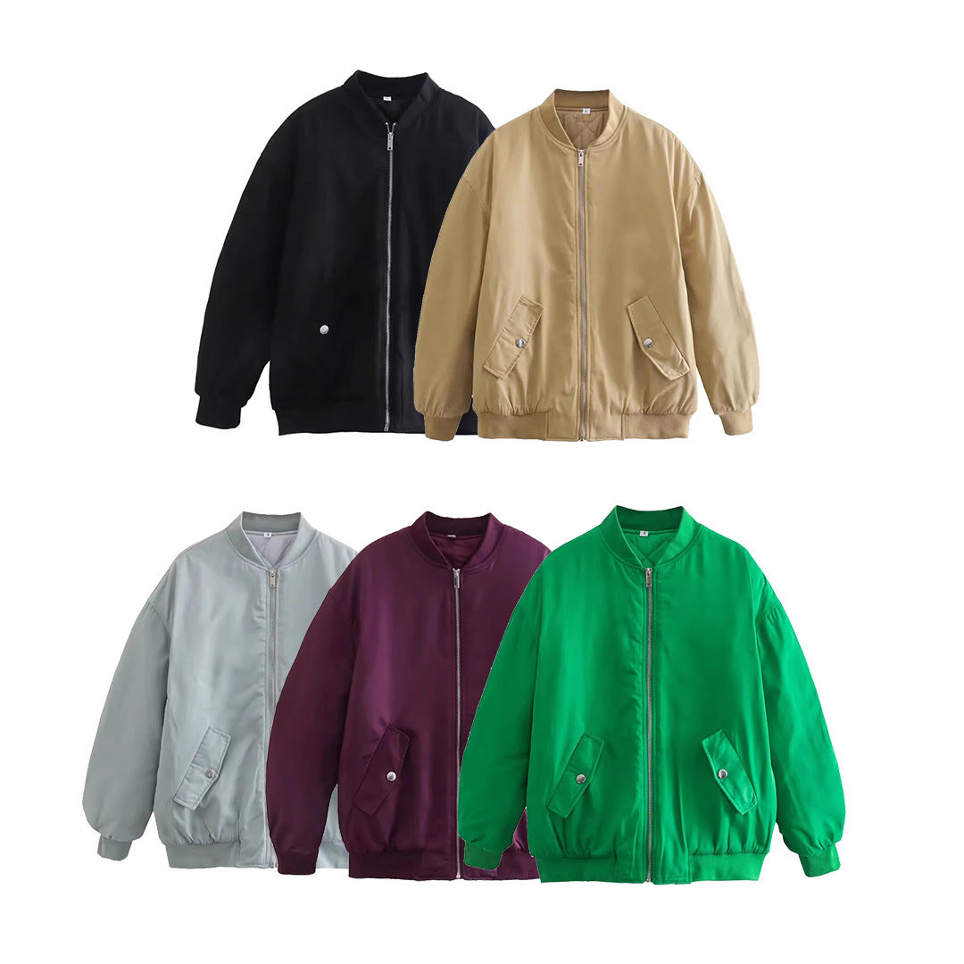 Volná a vestranná bavlněná bunda typu bomber