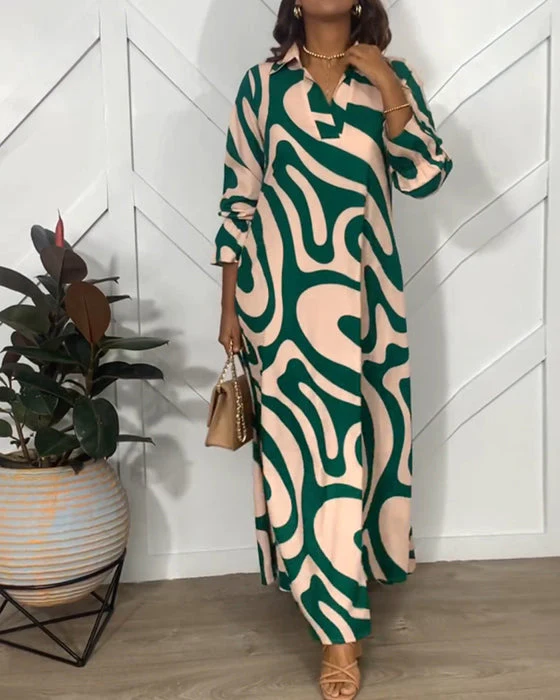 Elegantní volné šaty s dlouhým rukávem