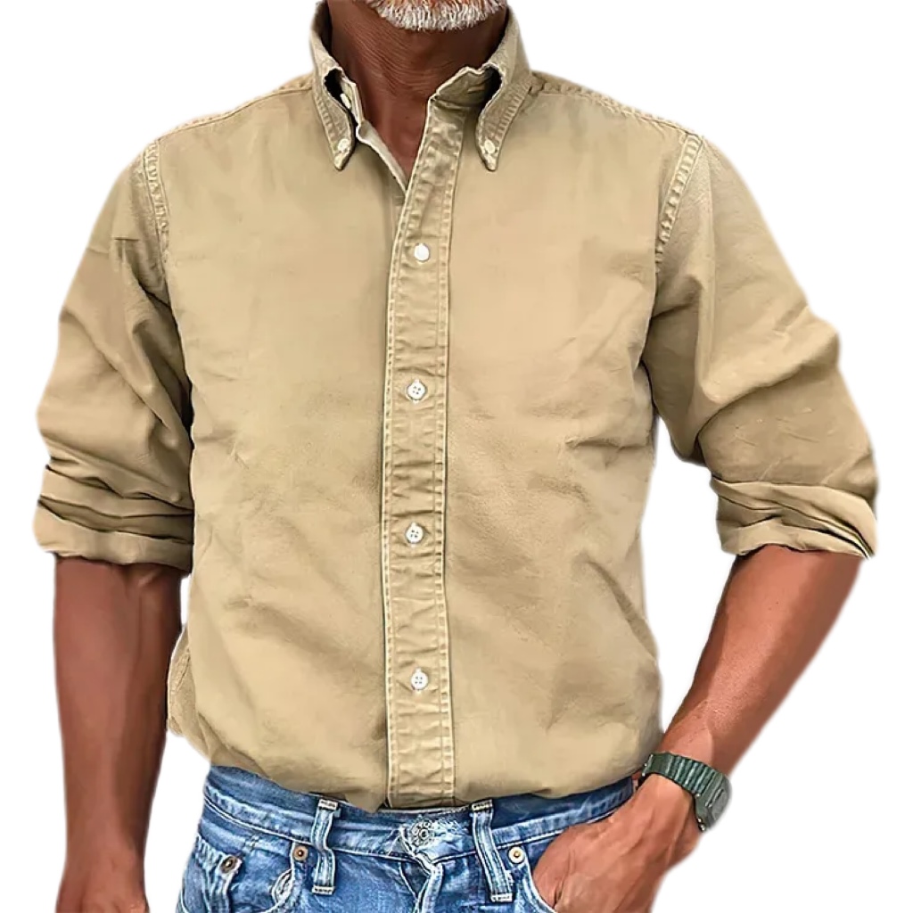 Lapel Button Down Solid Color Shirt