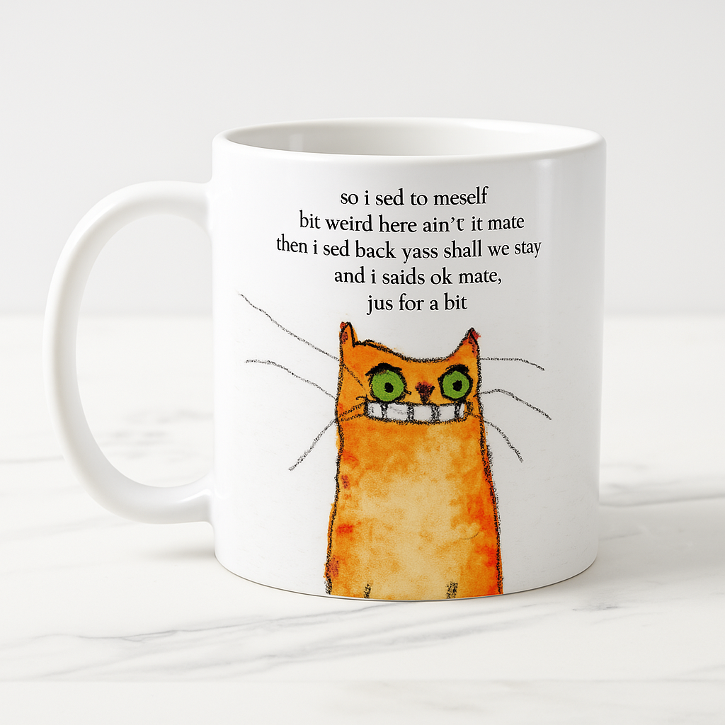 Grumpy Cat Mug – "Just for a Bit" 