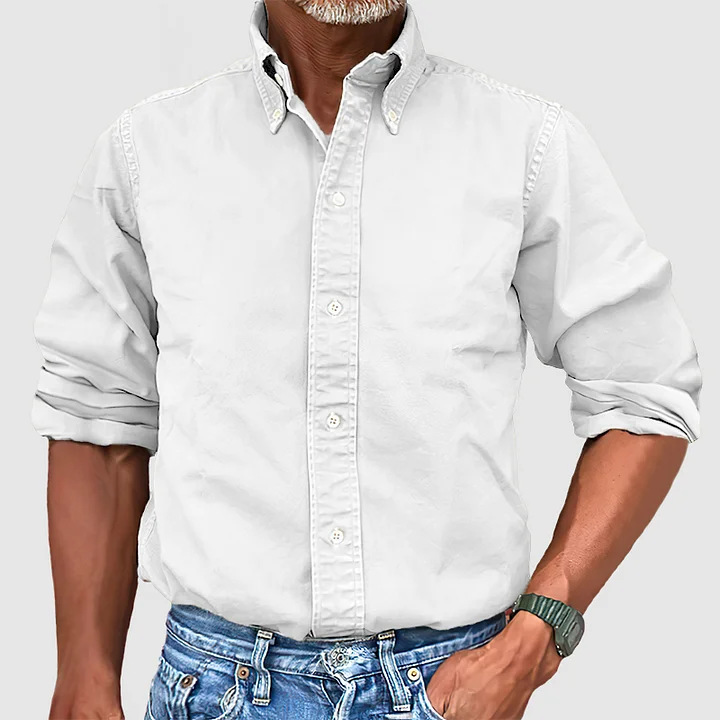 Lapel button down solid color shirt