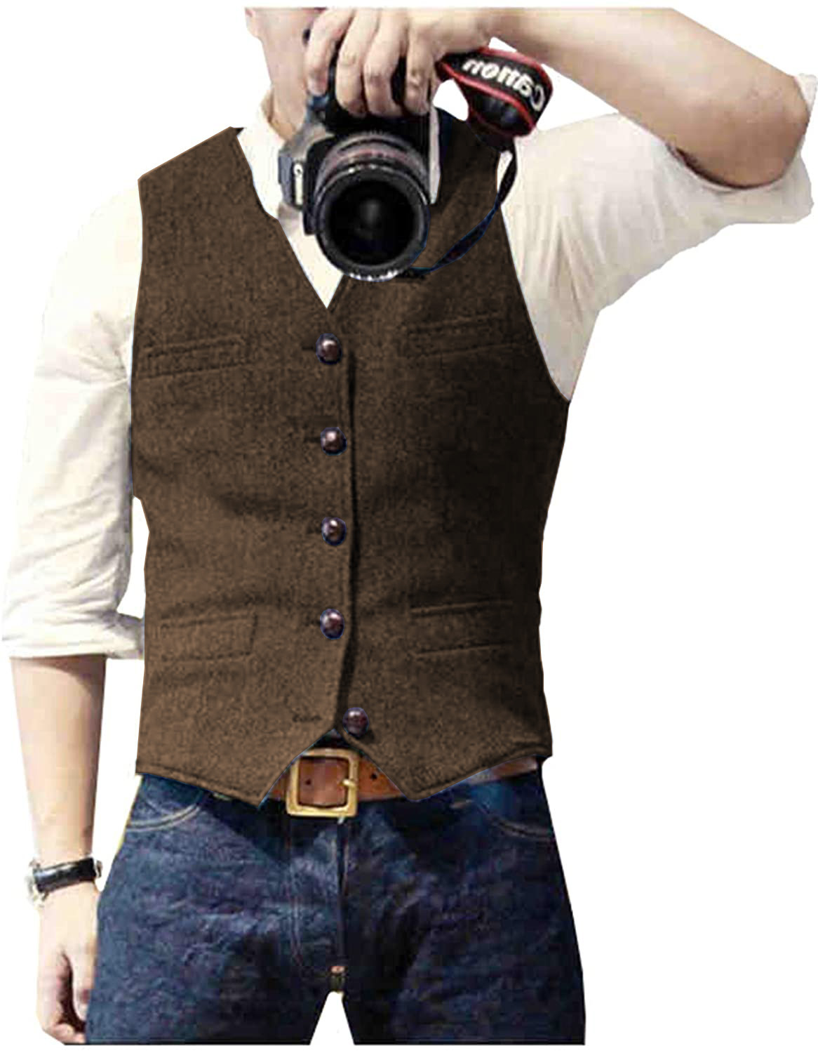 Men’s Herringbone V-Neck Suit Vest