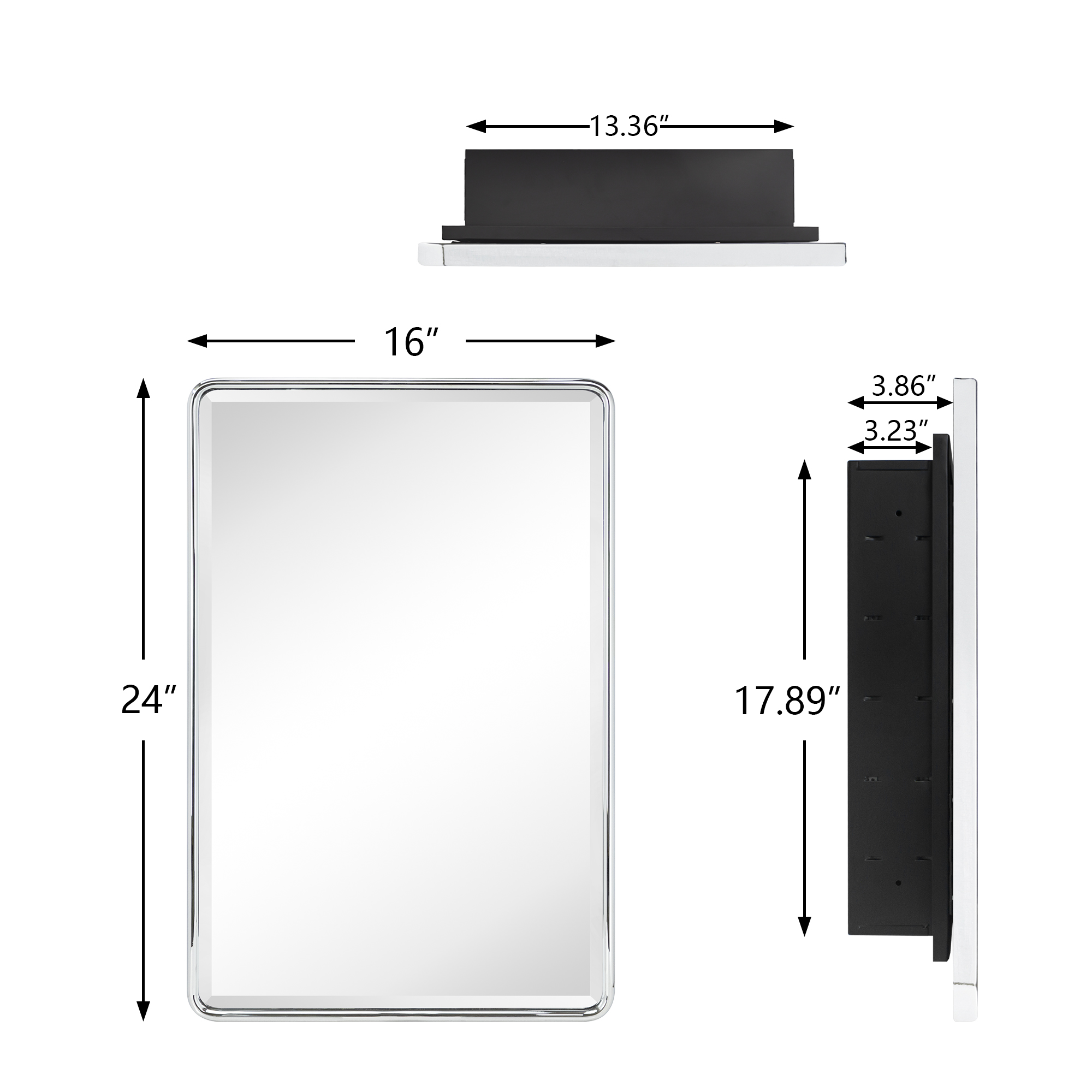 Farmhouse Recessed Metal Bathroom Medicine with Mirror16x24