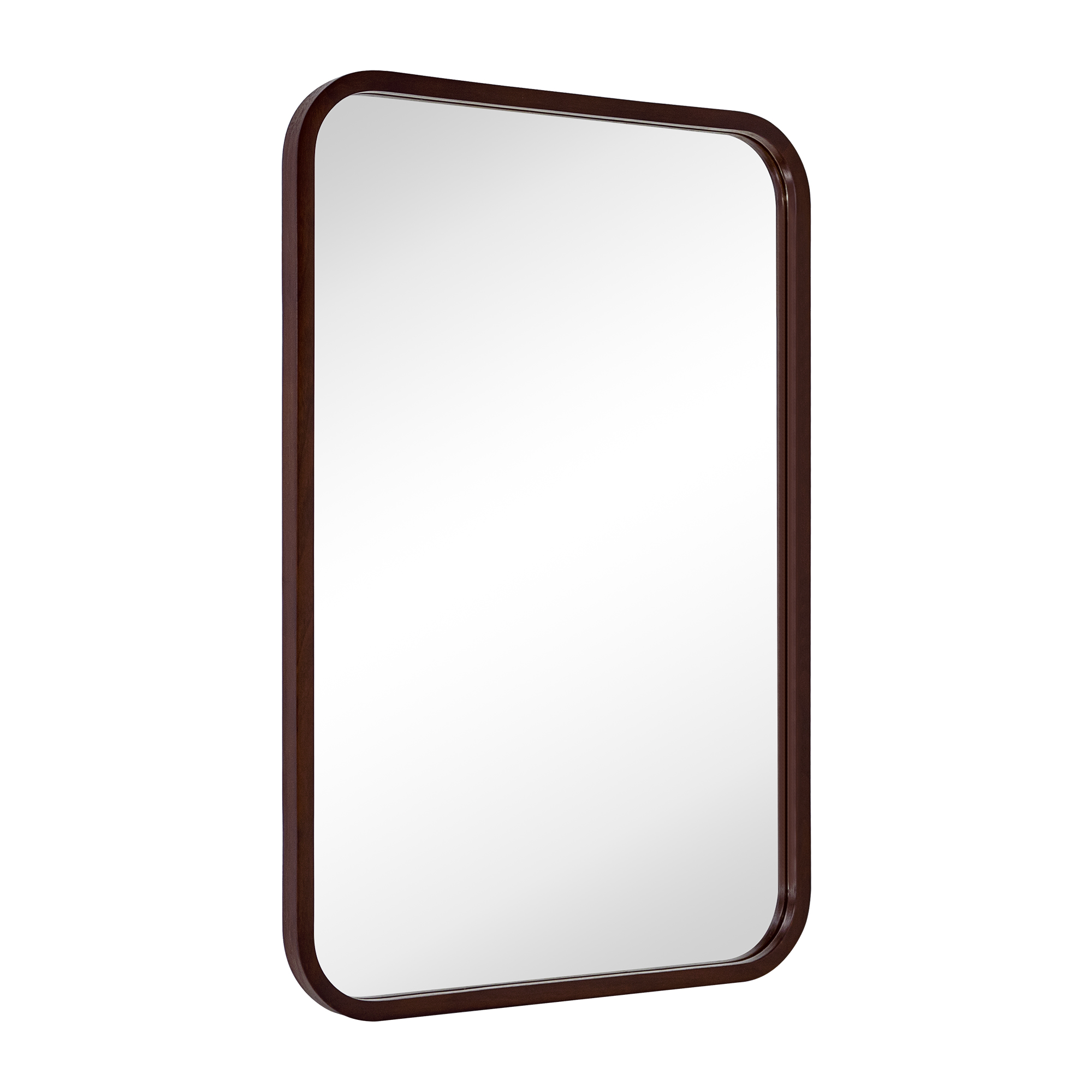 EGHOME Natural Walnut Wood Mirror Solid Wood Framed Rounded Rectangle Bathroom Mirror Walnut Wood Frame Vanity Mirror, 20x30"