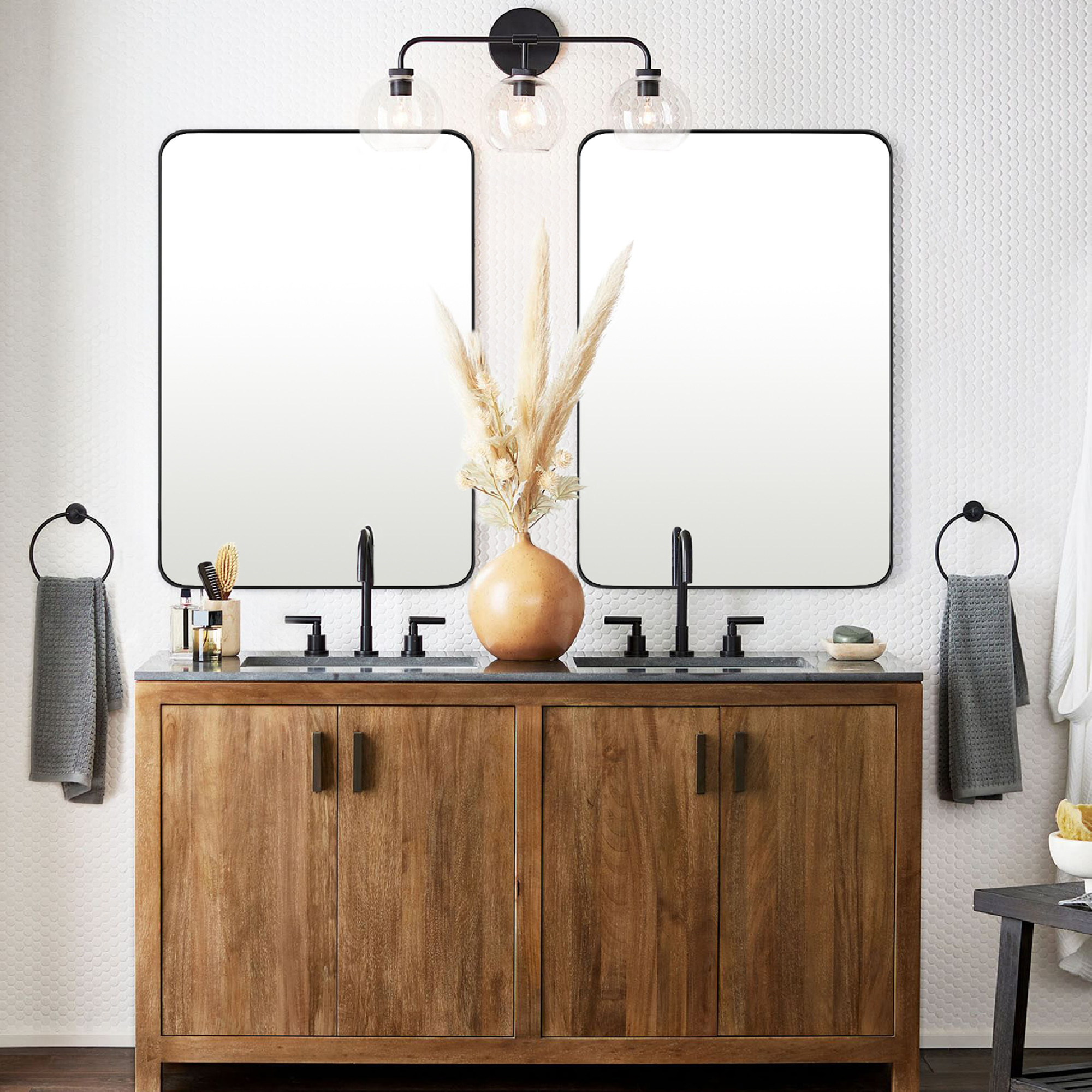 Kengston Modern & Contemporary Rectangular Bathroom Vanity Mirrors-24x36-Black