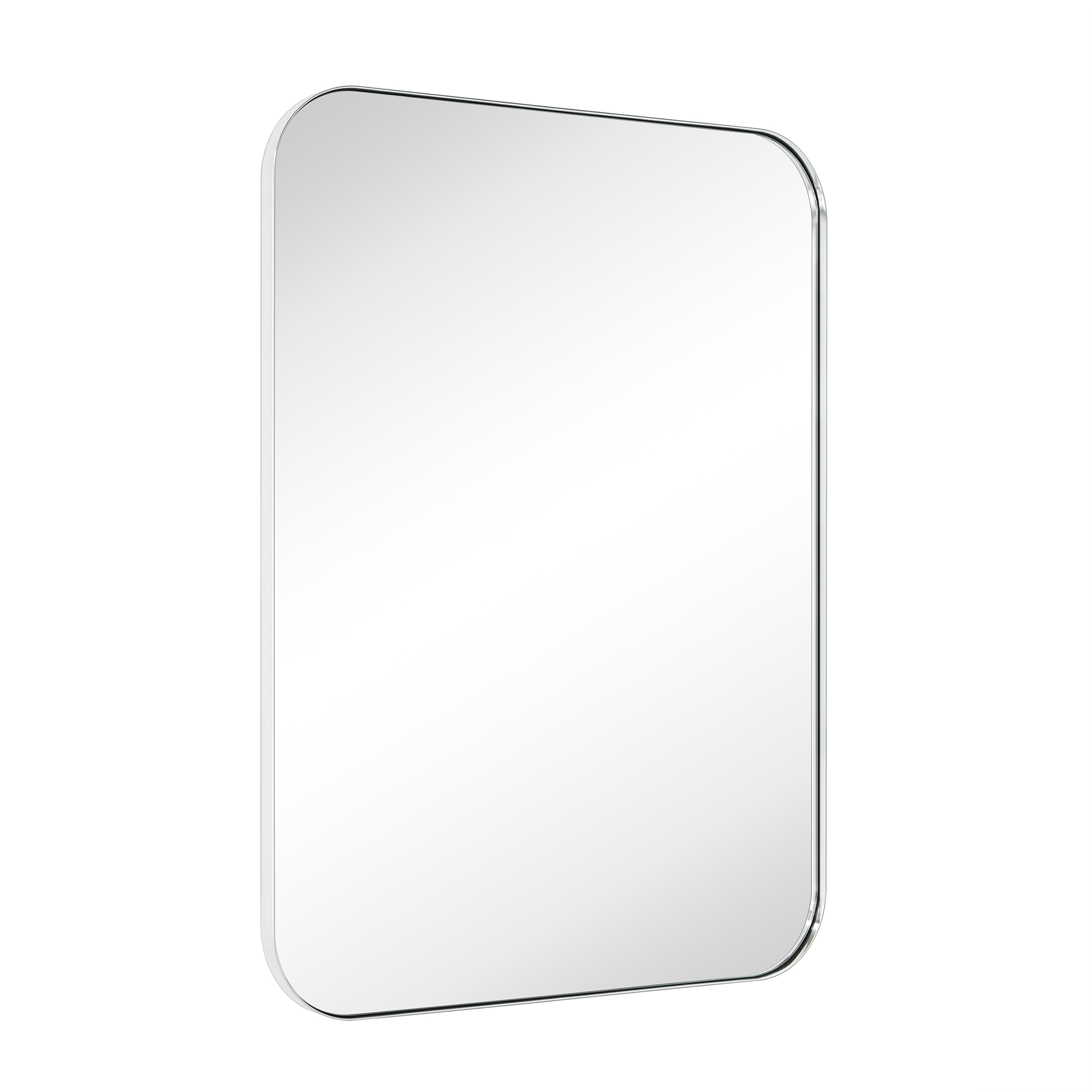 Mid-Century Modern Chic Metal Rounded Wall Mirrors-30x40-Chrome