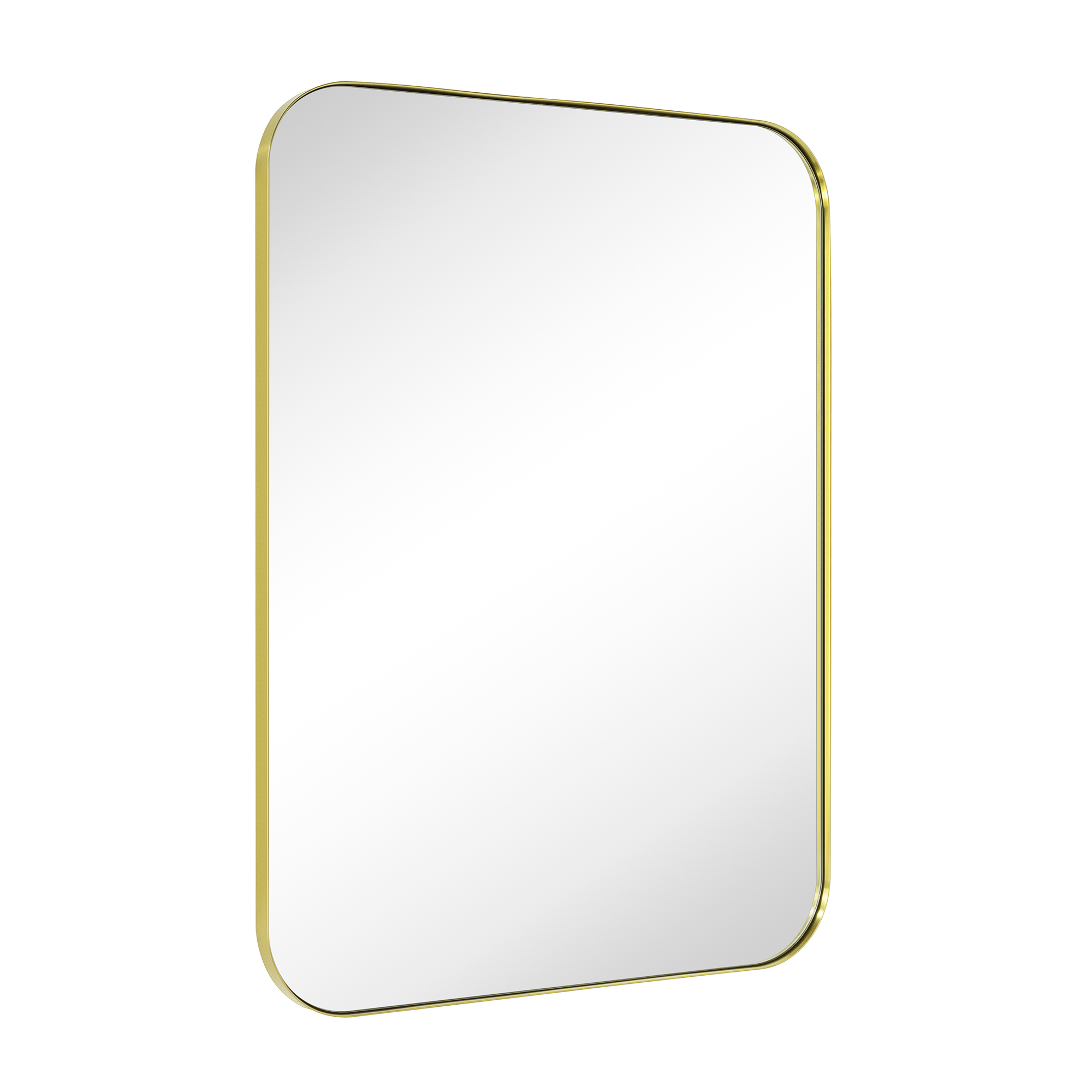 Mid-Century Modern Chic Metal Rounded Wall Mirrors-30x40-Brushed Gold