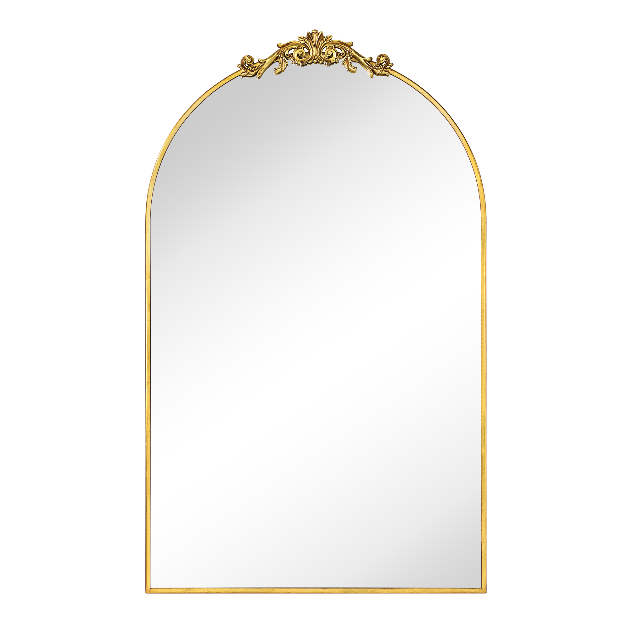 Fetullah Arch Metal Wall Mirror-30x48-Brushed Gold
