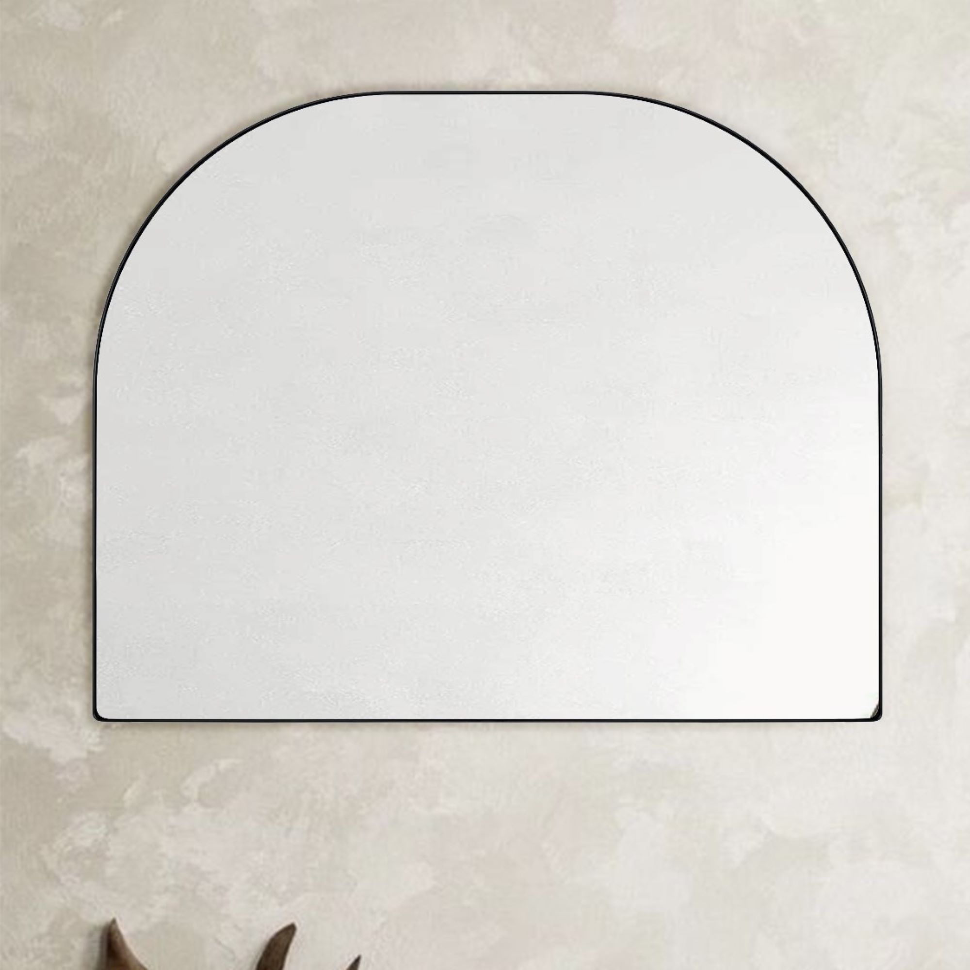 Manchester 40'' W x 32'' H Arched Mirror for Mantel / Fireplace in Matt Black