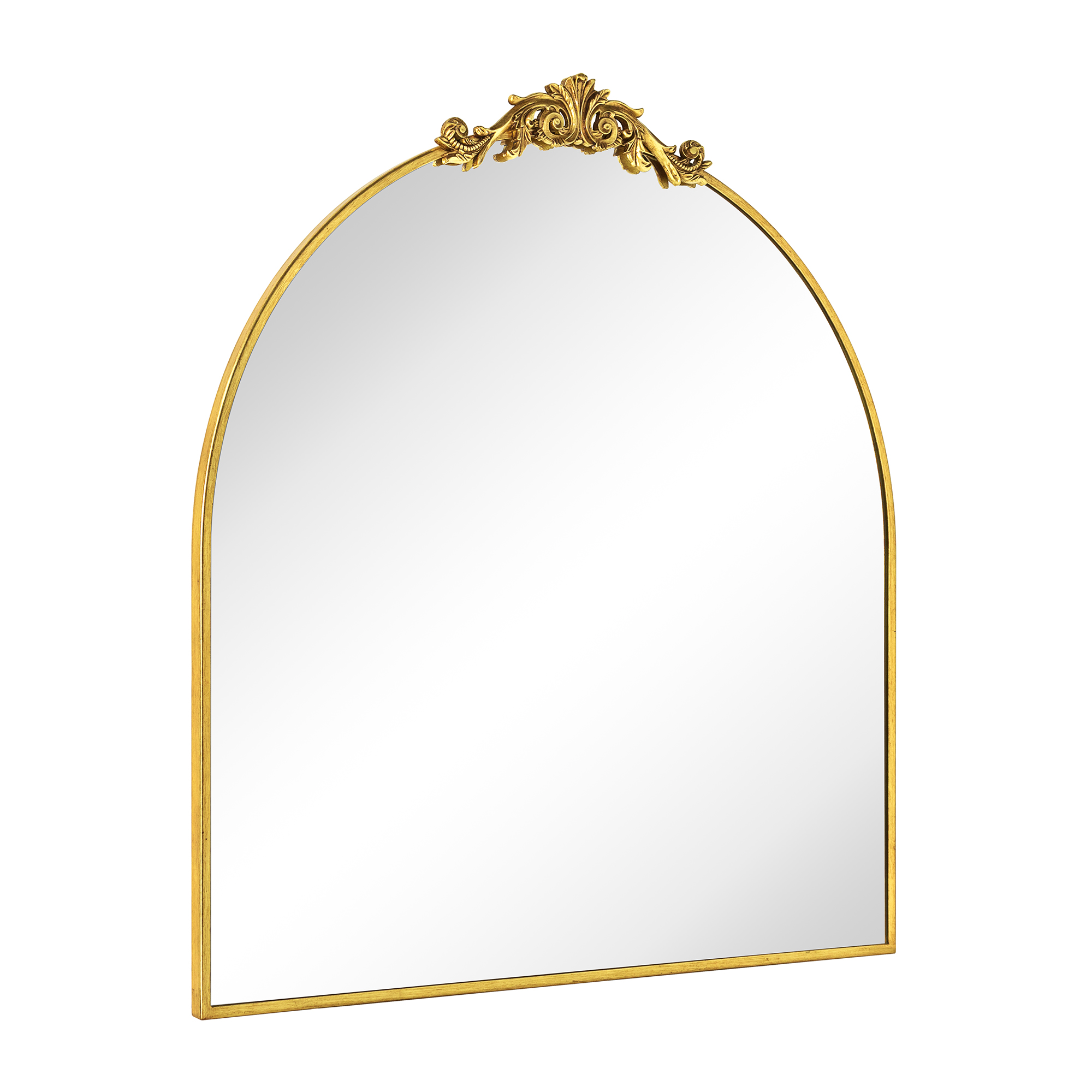 Fetullah Arch Metal Wall Mirror-35x35-Brushed Gold