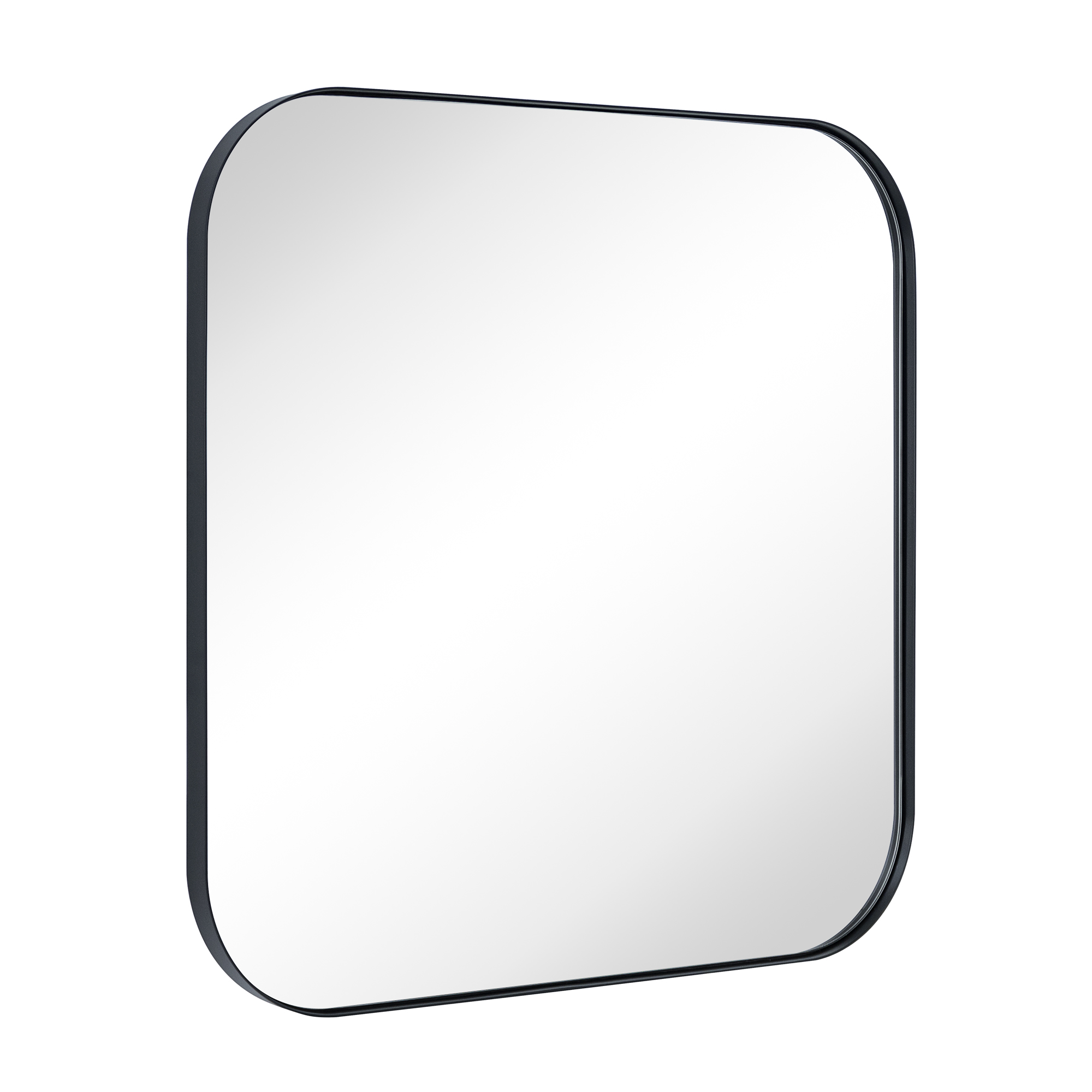 Mid-Century Modern Chic Metal Rounded Wall Mirrors-24x24-Black