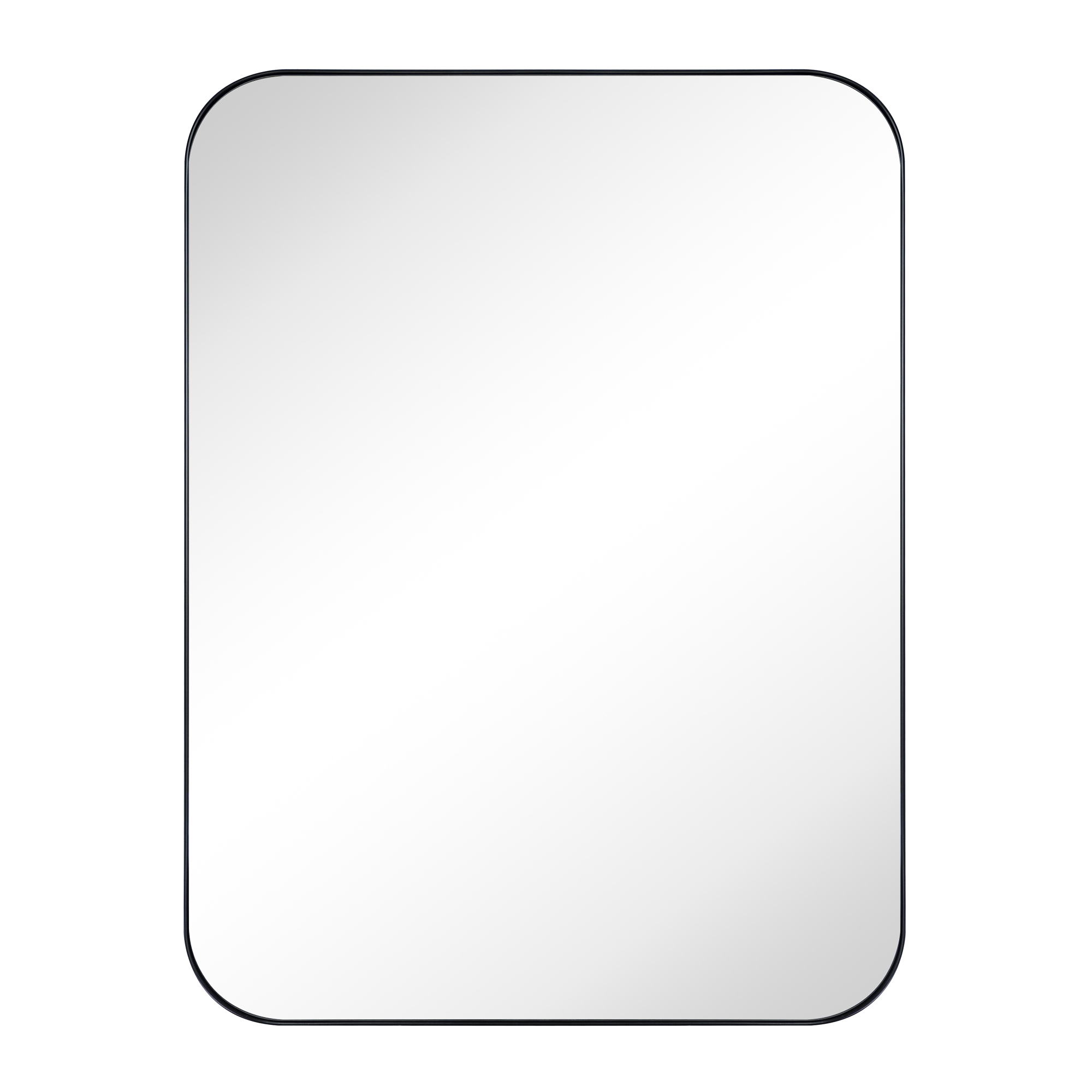 Mid-Century Modern Chic Metal Rounded Wall Mirrors-30x40-Black