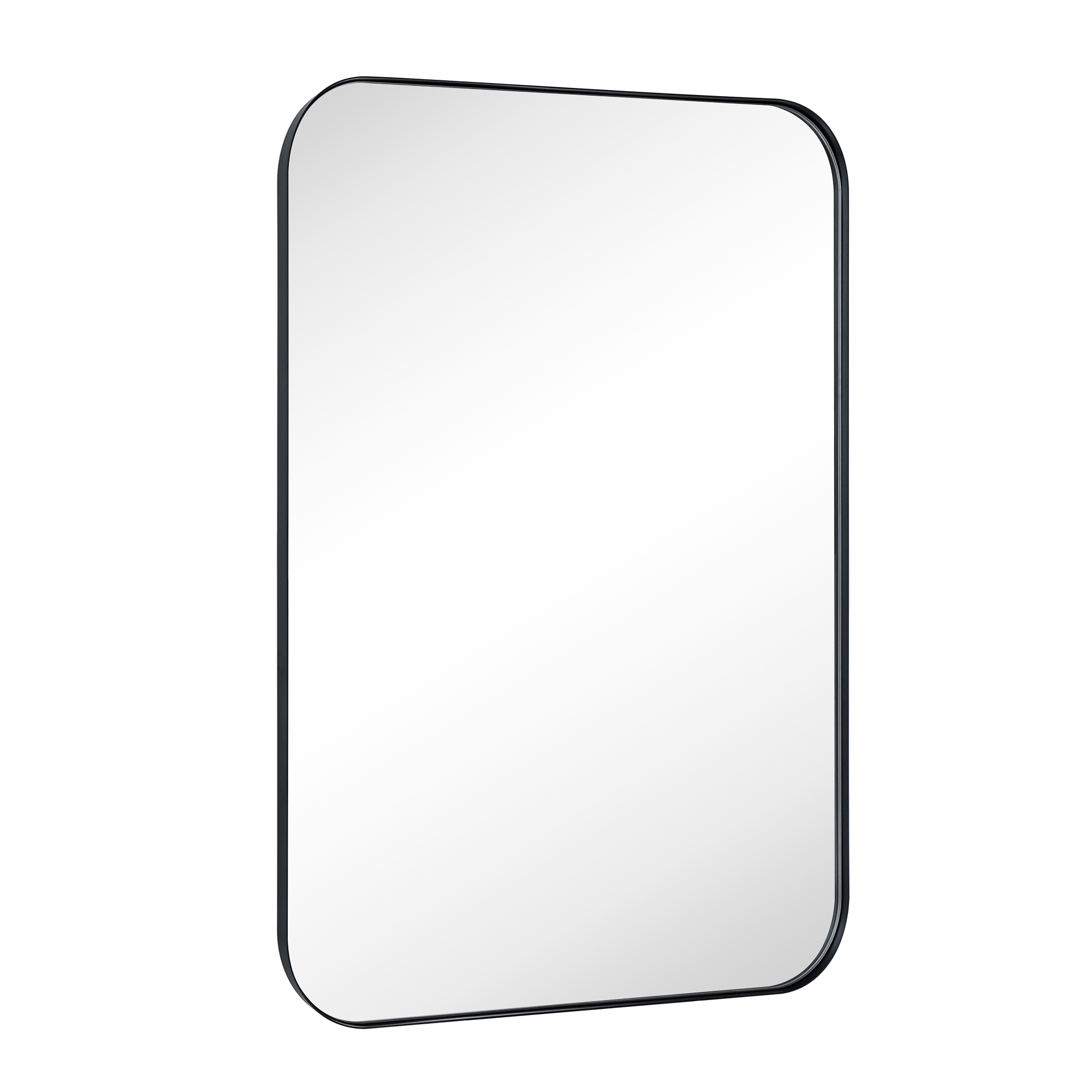 Mid-Century Modern Chic Metal Rounded Wall Mirrors-30x40-Black