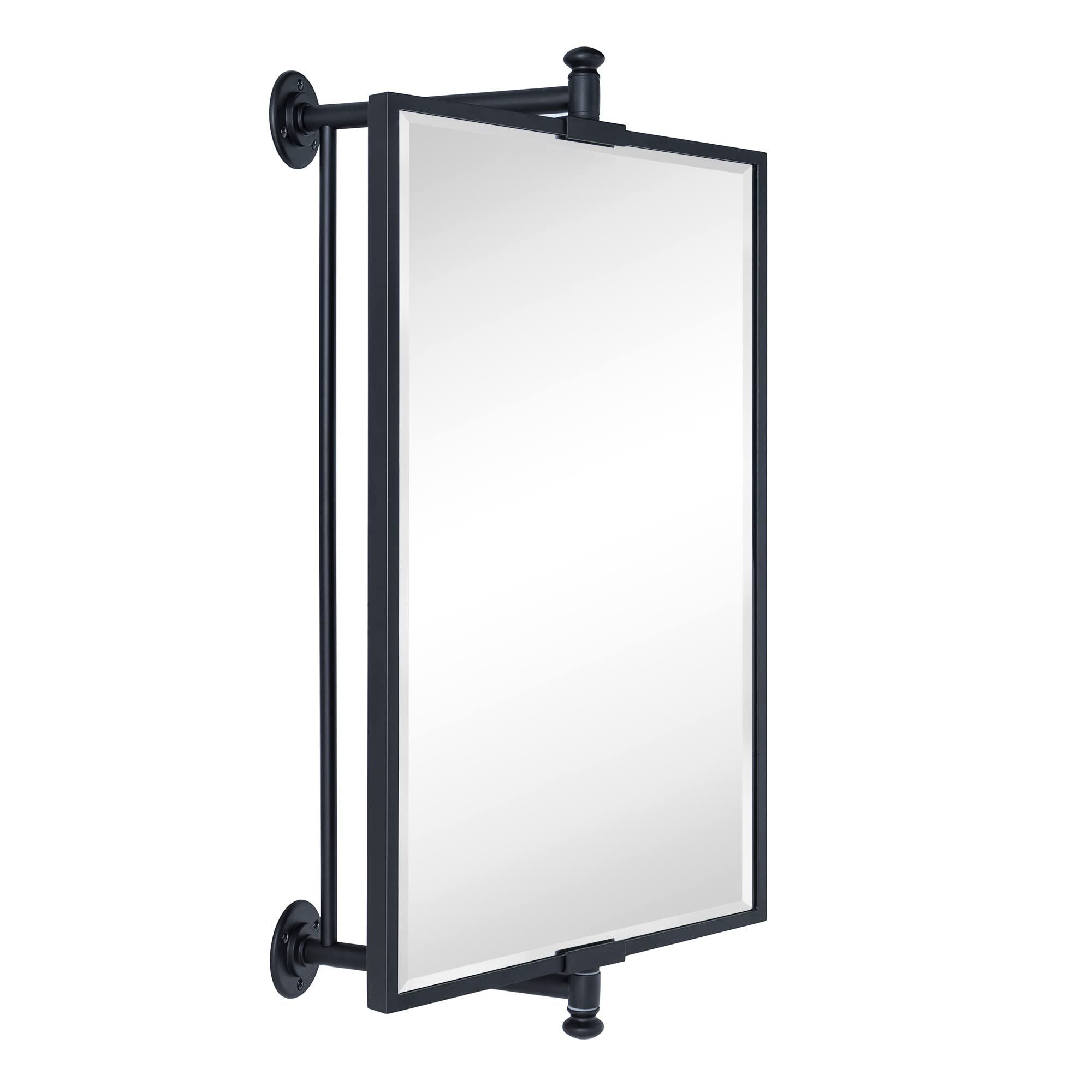 Corrente Pivot-N-View Squared Cornered Rectangle Mirror for Window Bathroom Vanity-14x22-Black