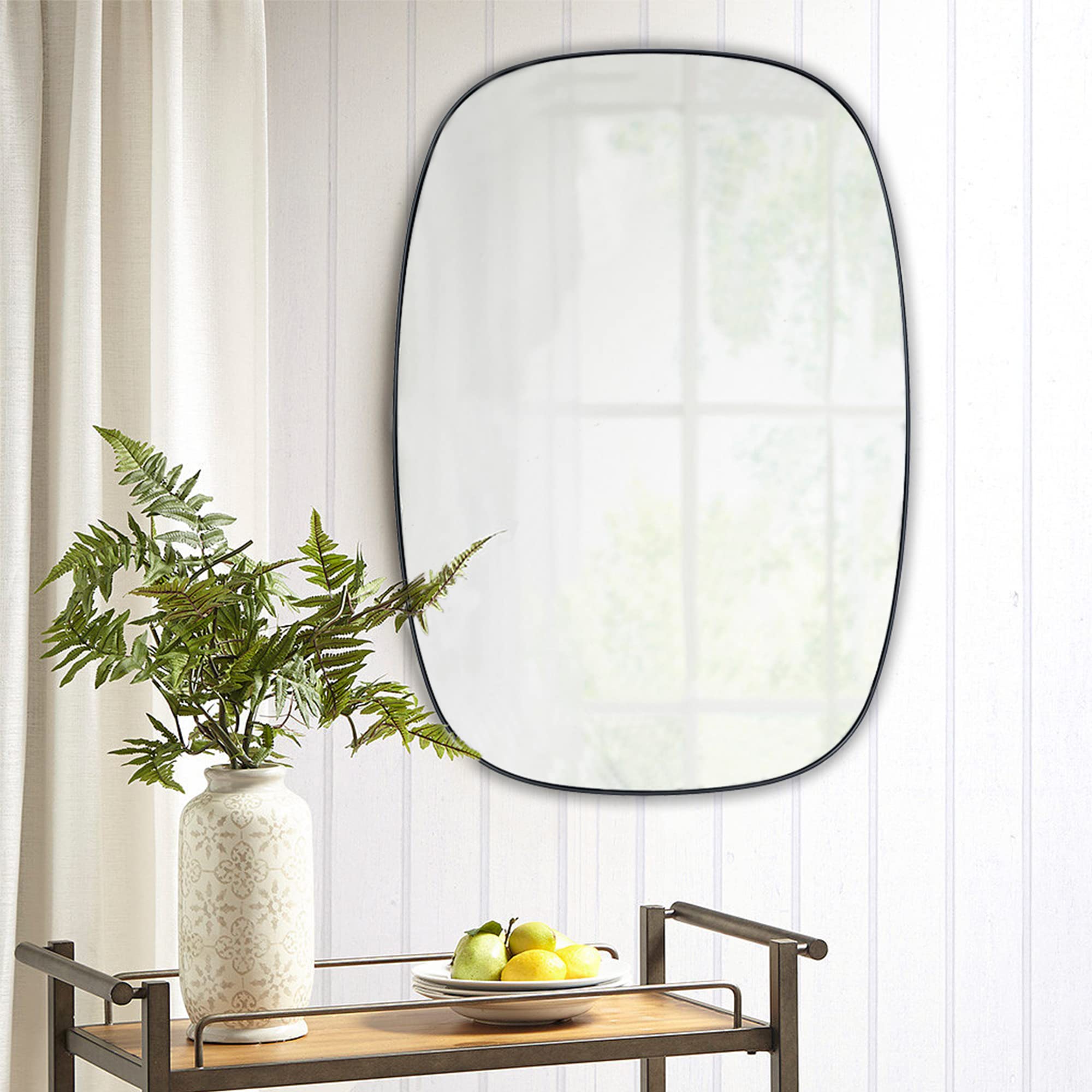 Truby Oval Oblong Metal Framed Bathroom Vanity Mirror Rectangular Wall Mounted Mirror