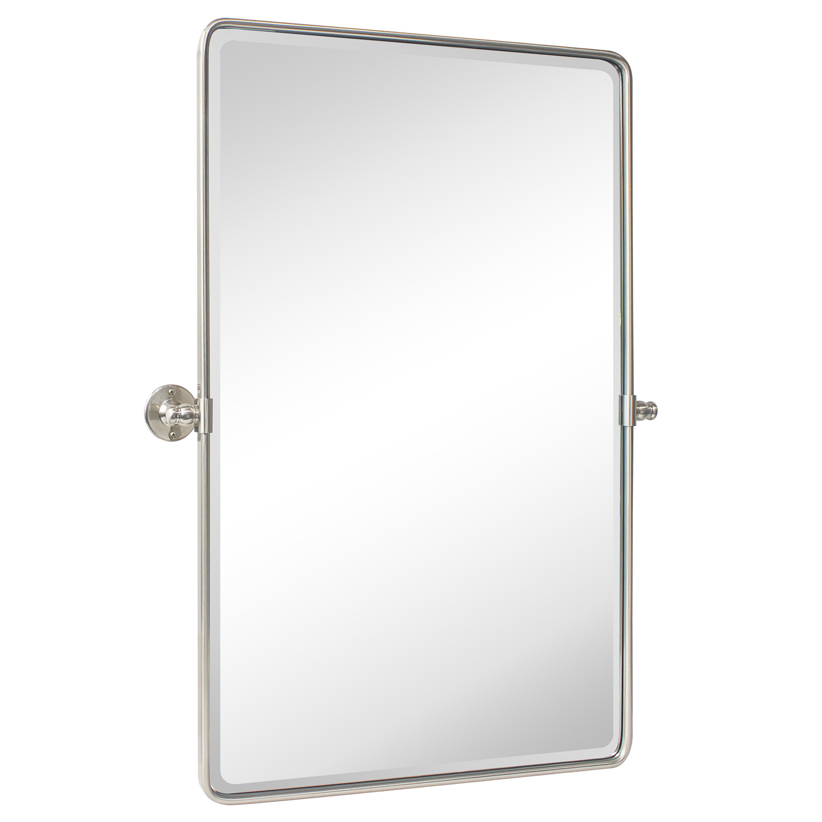 Woodvale Rectangle Metal Wall Mirror-23x35-Brushed Nickel