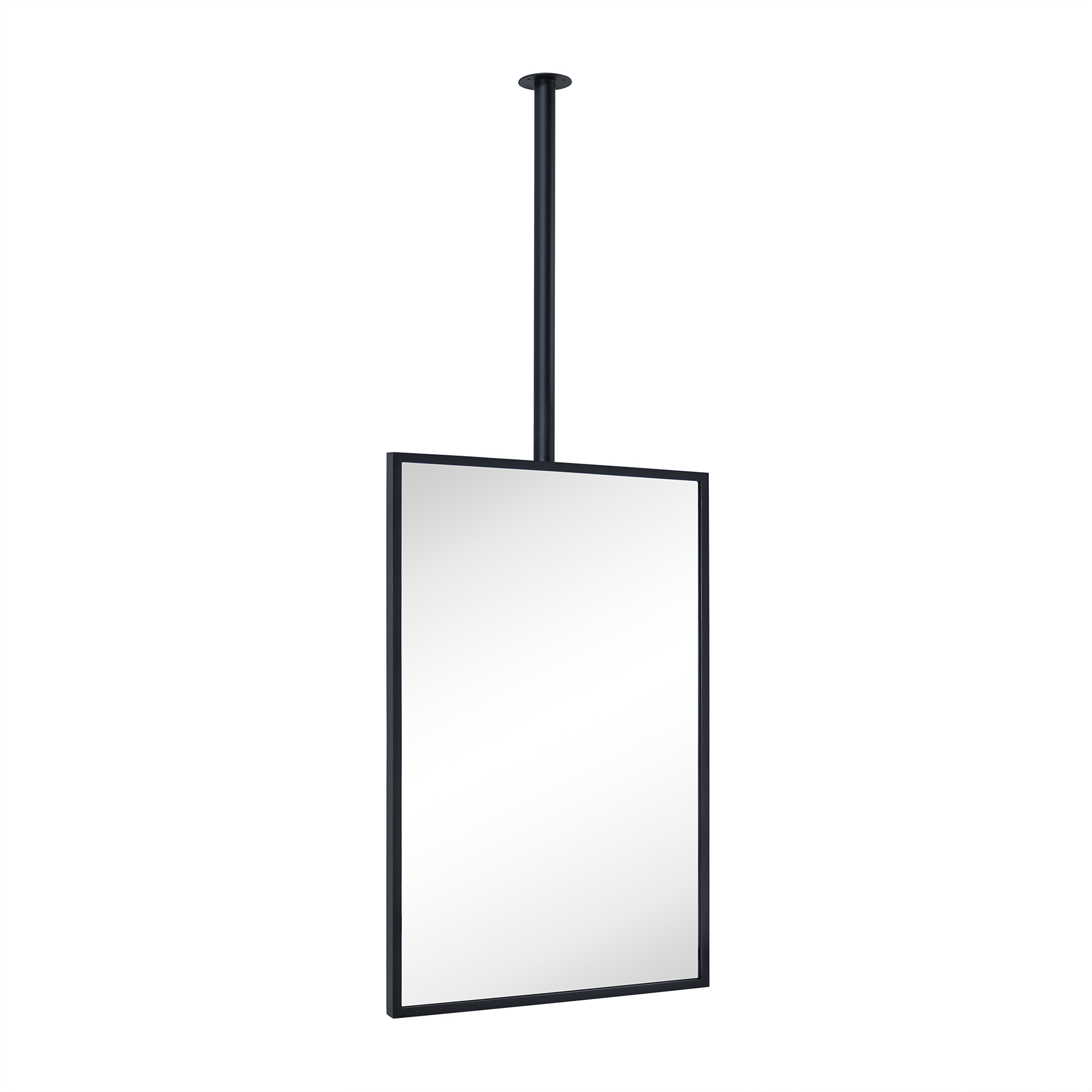 TEHOME Ceiling Mount Mirrors for bathrooms Suspend Black Metal Framed