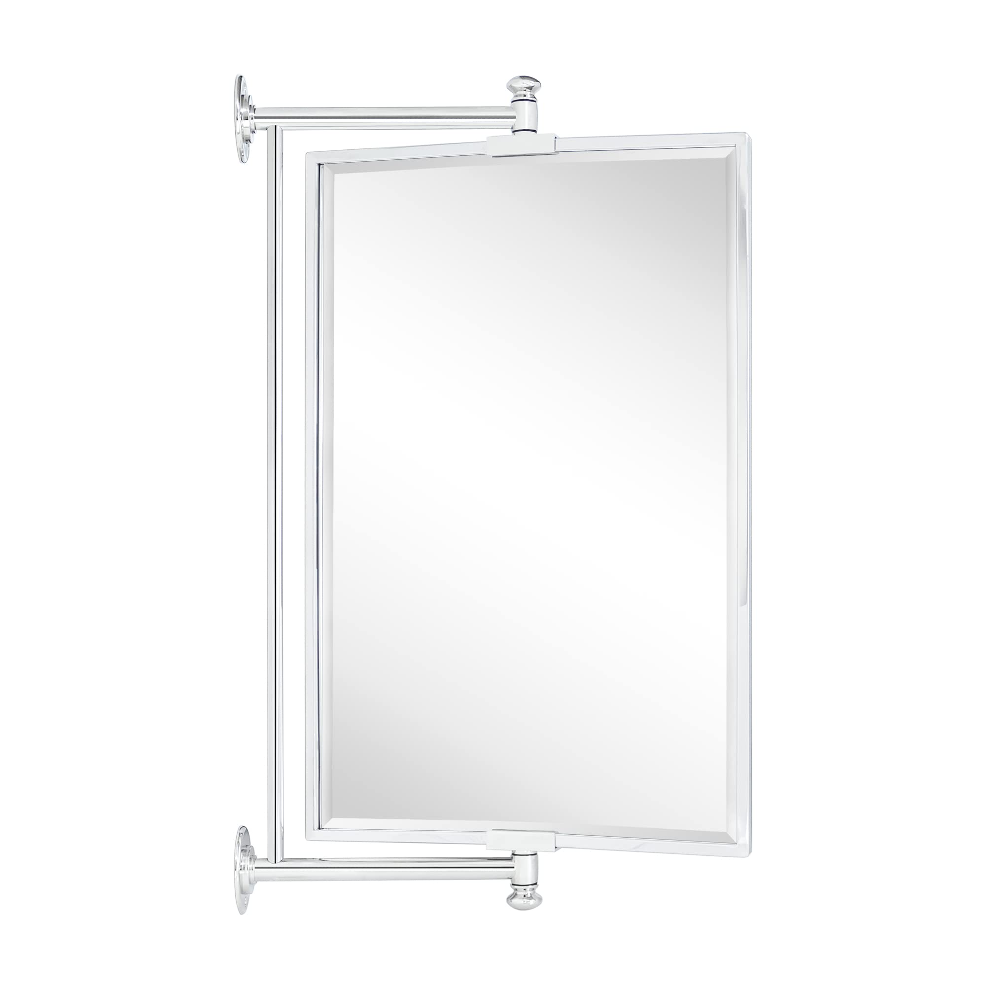 Corrente Pivot-N-View Squared Cornered Rectangle Mirror for Window Bathroom Vanity-14x22-Chrome