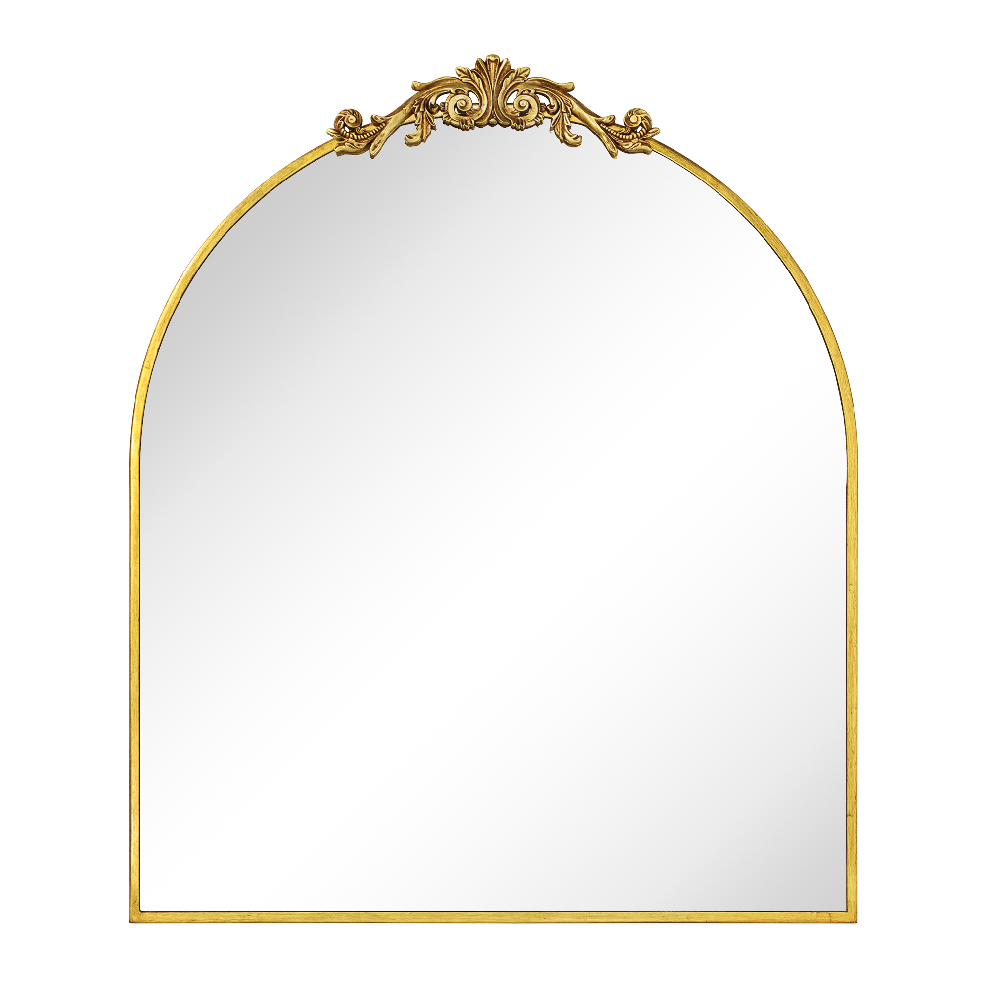 Fetullah Arch Metal Wall Mirror-30x34-Brushed Gold