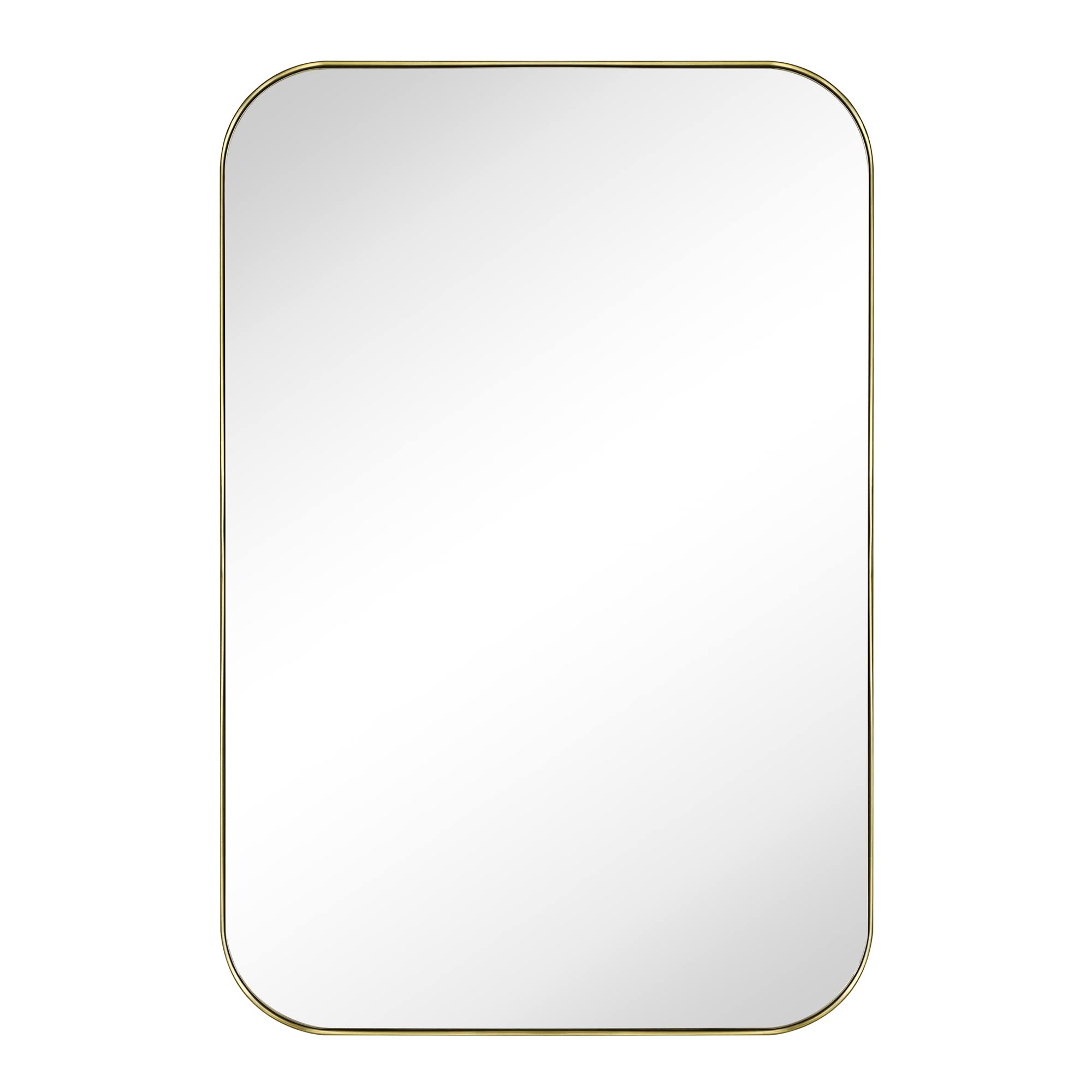 Mid-Century Modern Chic Metal Rounded Wall Mirrors-24x36-Brushed Gold