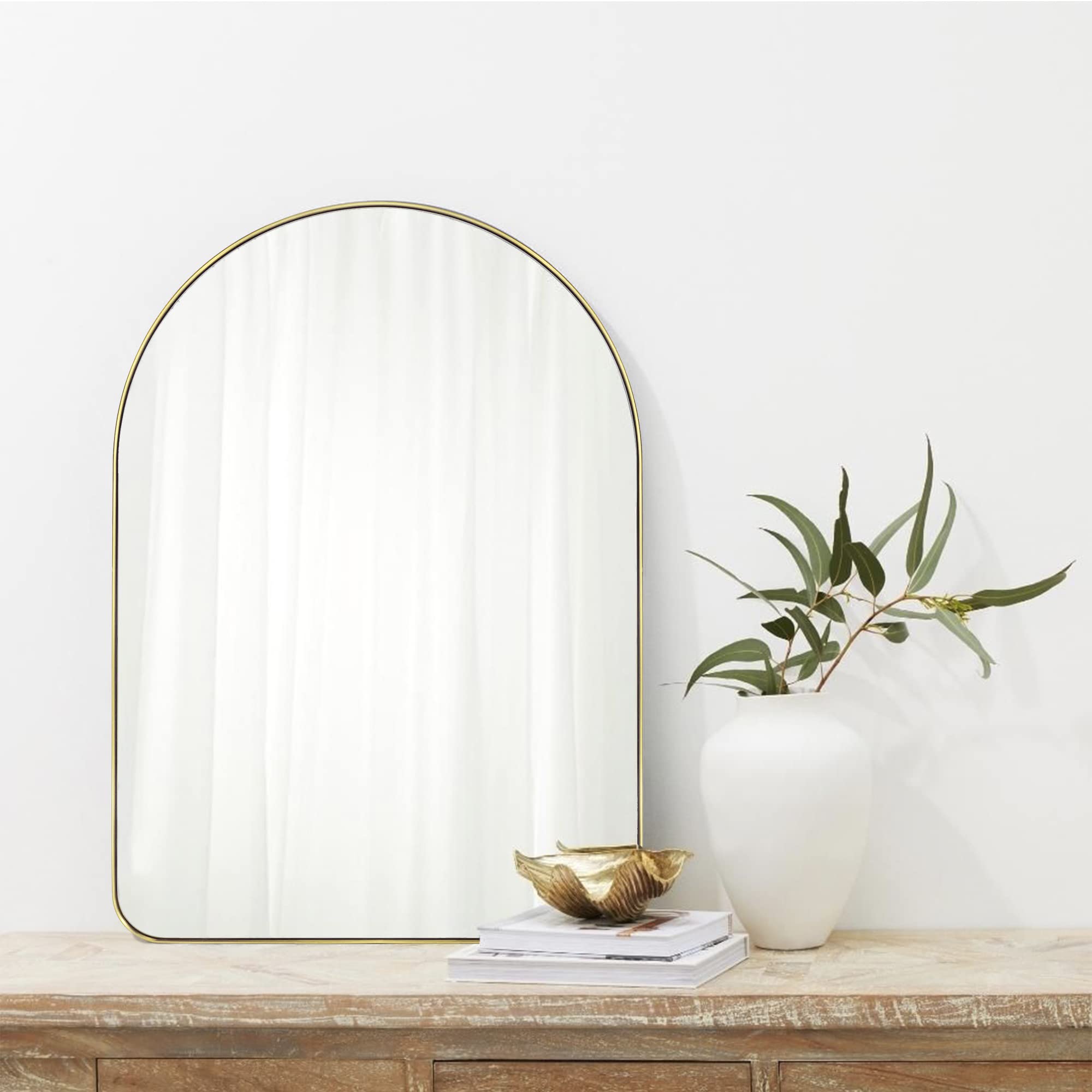 Arch Metal Wall Mirror-21x30-Brushed Gold