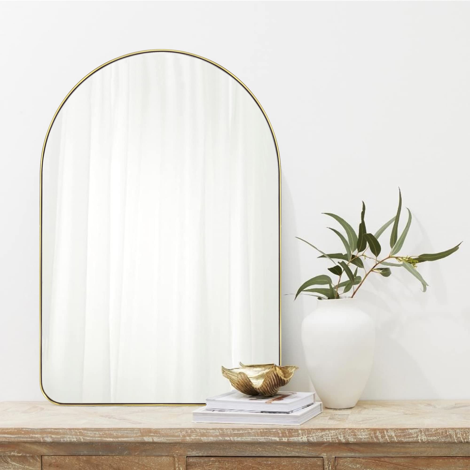 Arch Metal Wall Mirror-24x36-Brushed Gold