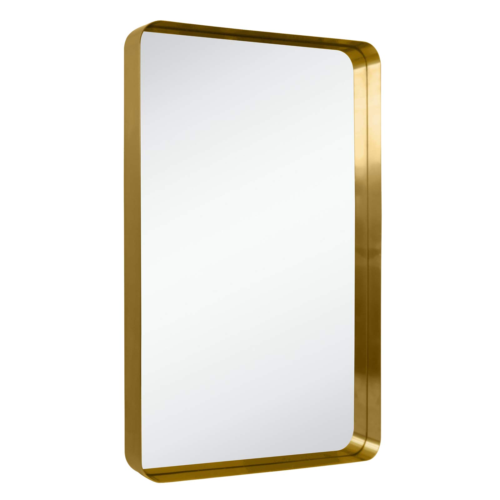 Arthers Stainless Steel Metal Bathroom Vanity Wall Mirror-24x36-Brushed Gold