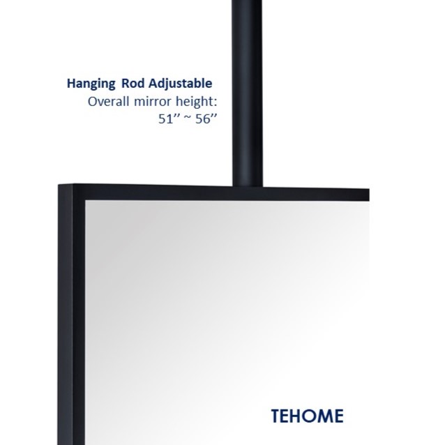 TEHOME Ceiling Mount Mirrors for bathrooms Suspend Black Metal Framed
