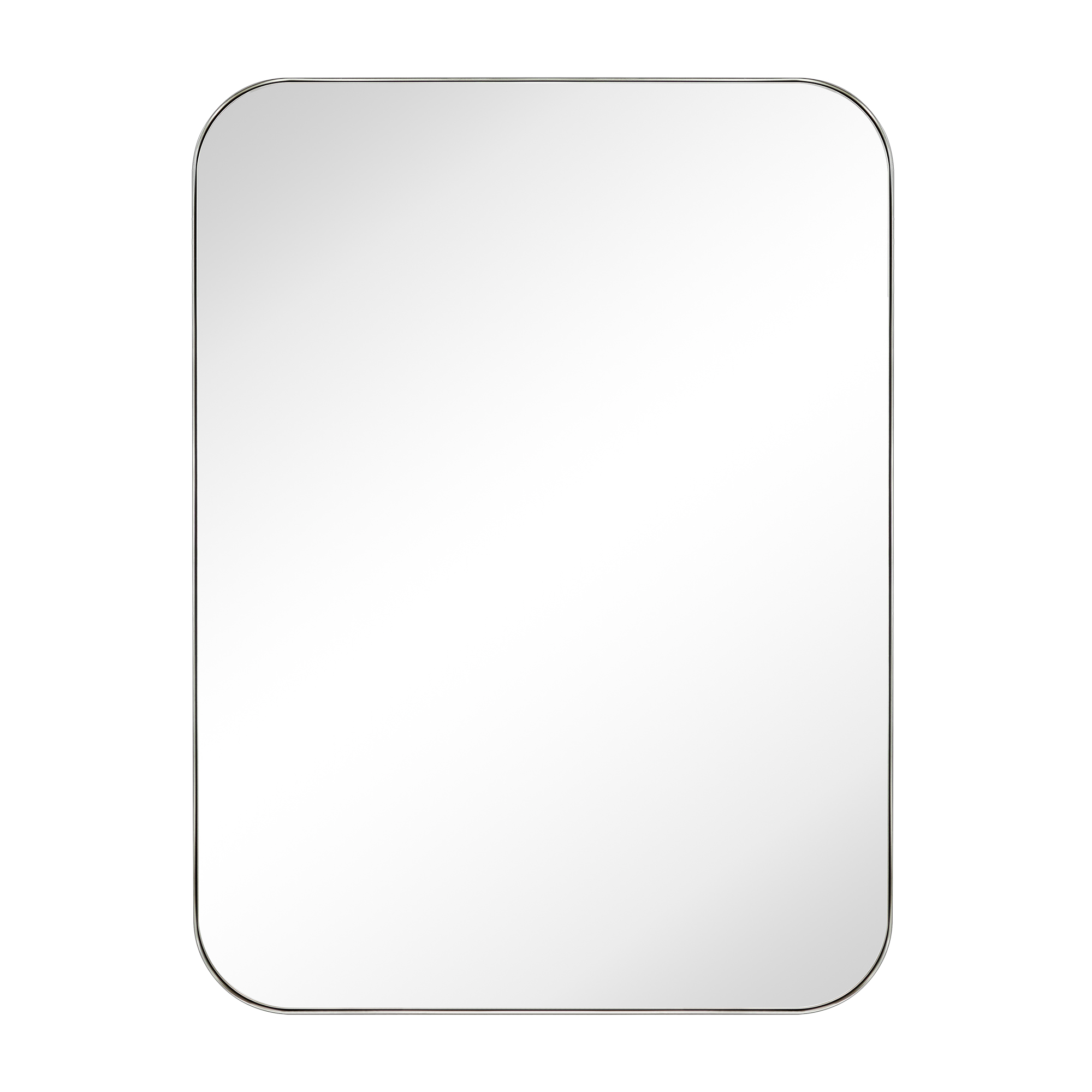Mid-Century Modern Chic Metal Rounded Wall Mirrors-36x48-Brushed Nickel