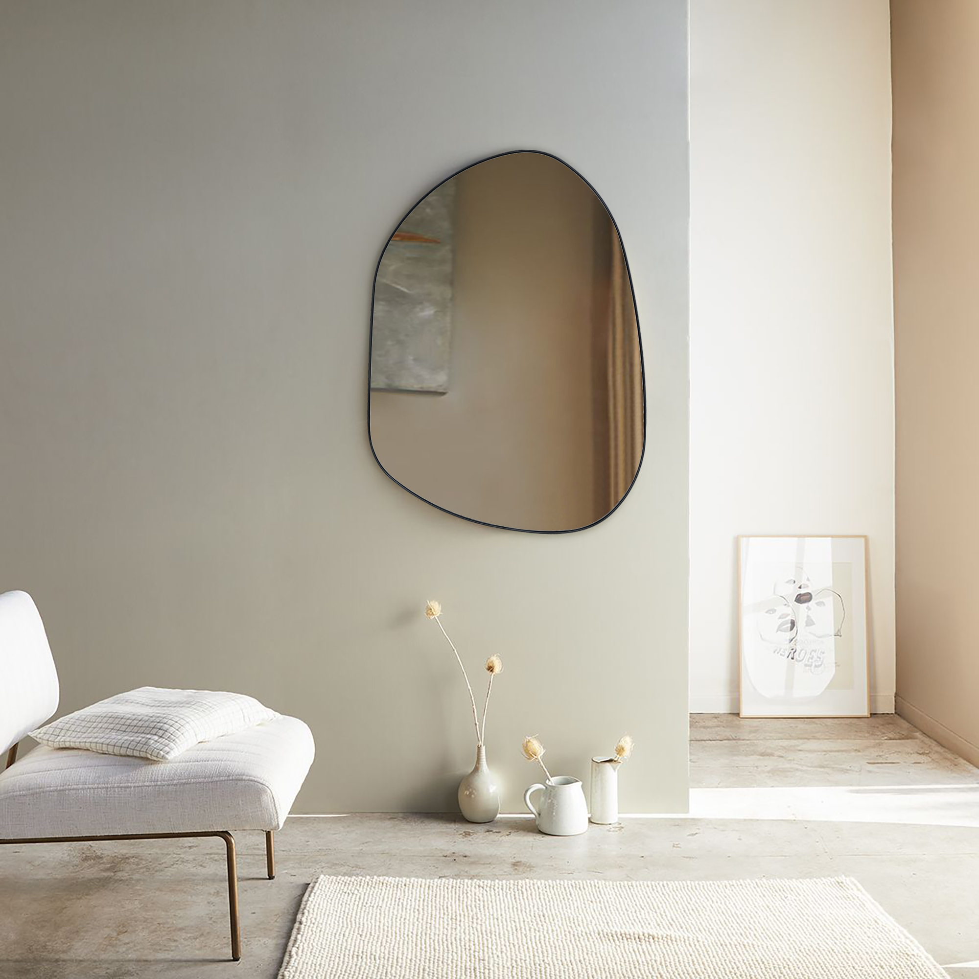 Bertlinde asymmetrical wall mirror irregular shaped mirror for living room, bathroom or entry-30x22- Oil Rubbed Bronze
