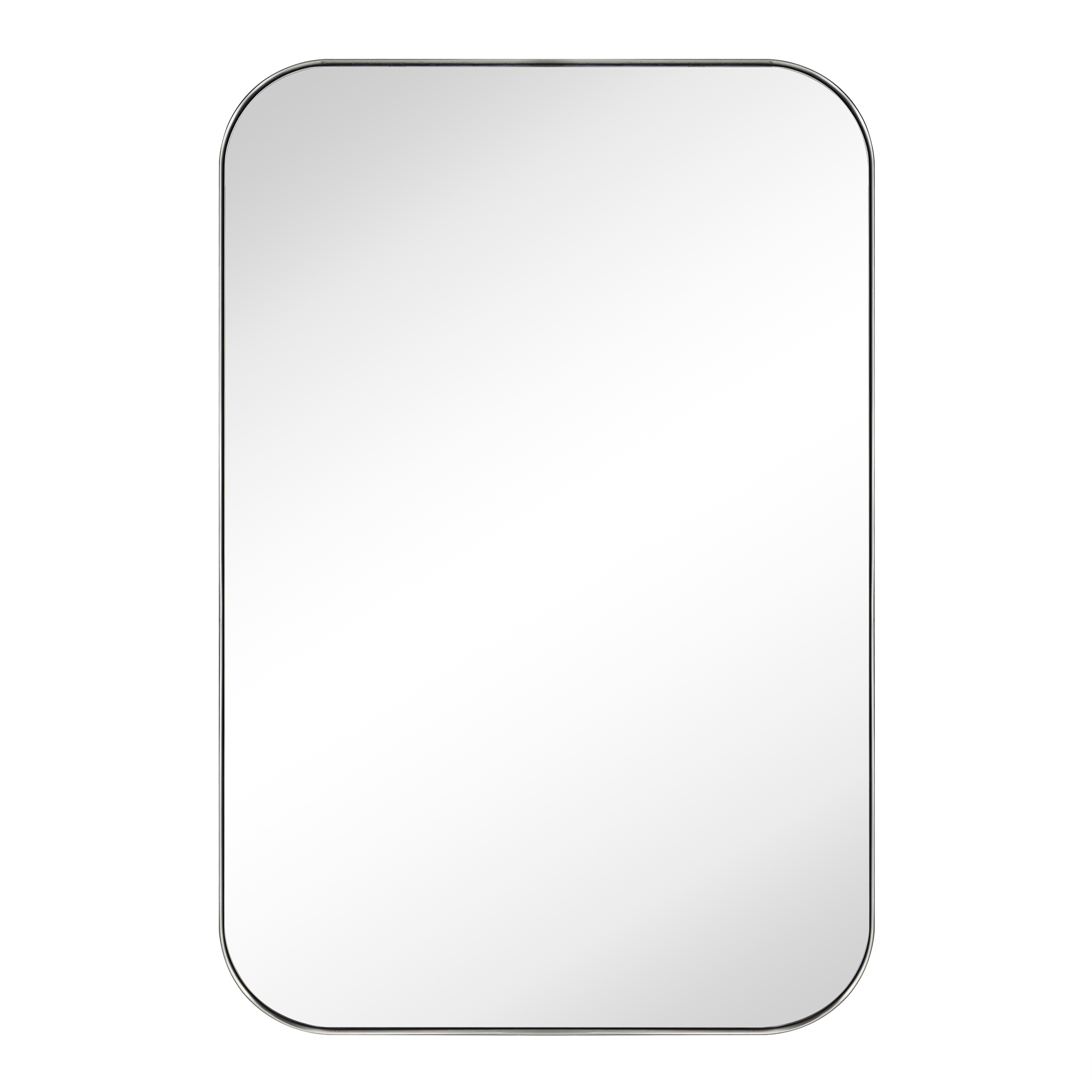 Mid-Century Modern Chic Metal Rounded Wall Mirrors-24x36-Brushed Nickel