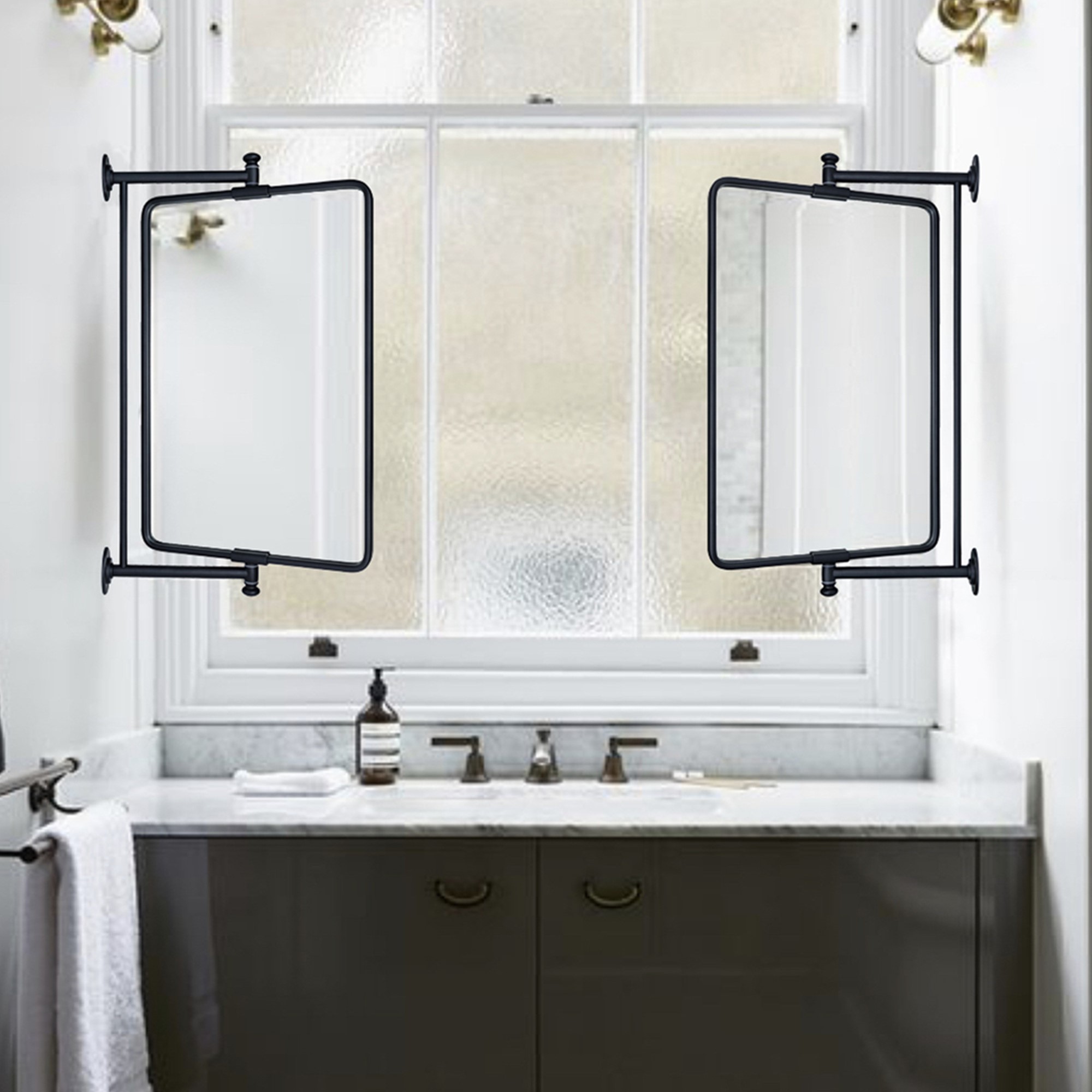 Correon Pivot-N-View Rectangle Mirror for Window Bathroom Vanity