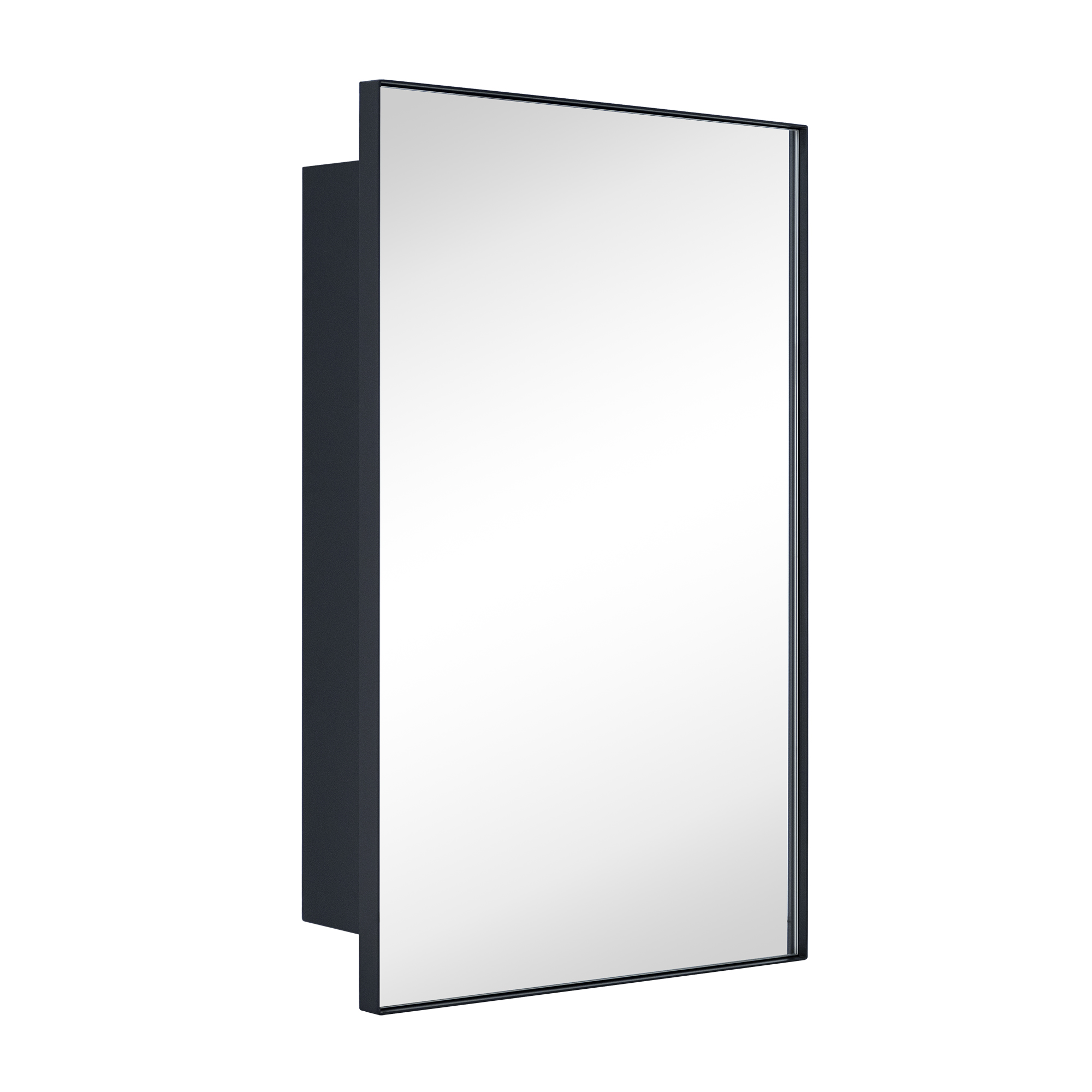 TEHOME Recessed Mount 16x26'' Squared Rectangle Black Bathroom Medicine Cabinet with Mirror Matt Black Metal Framed Rectanglular Medicine Cabinet 2 Adjustable Glass Shelves