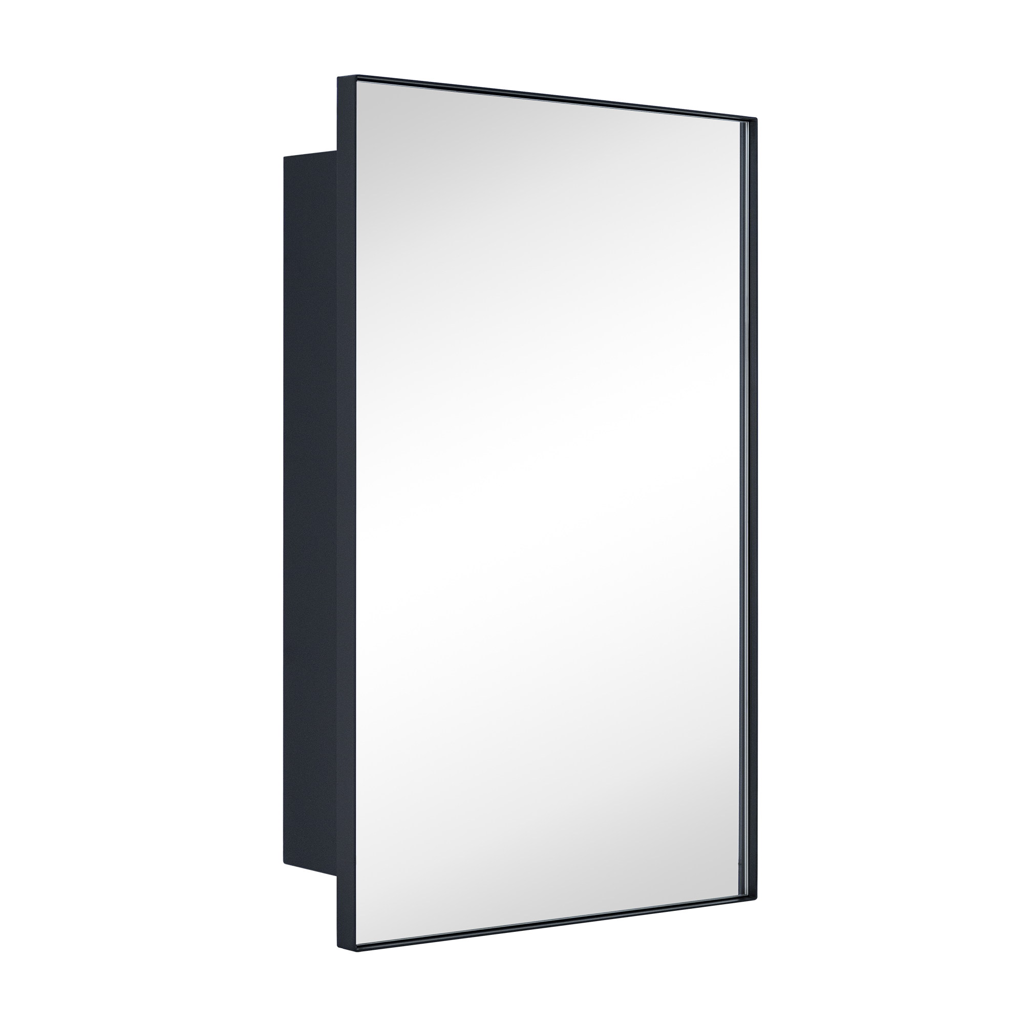 TEHOME 26 in. W x 30 in. H Double Door Rectangular Metal Framed Rounded Bathroom Medicine Cabinet with Mirror in Matt Black