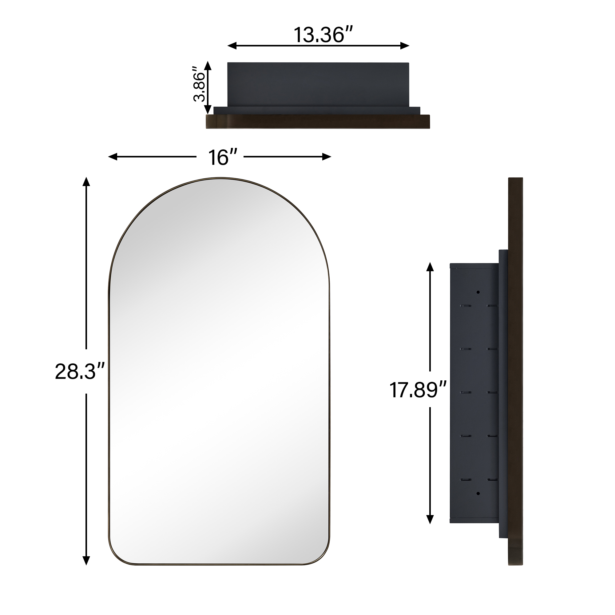 Recessed Mirrored Medicine Cab 16x26od - 14x24id With Plastic